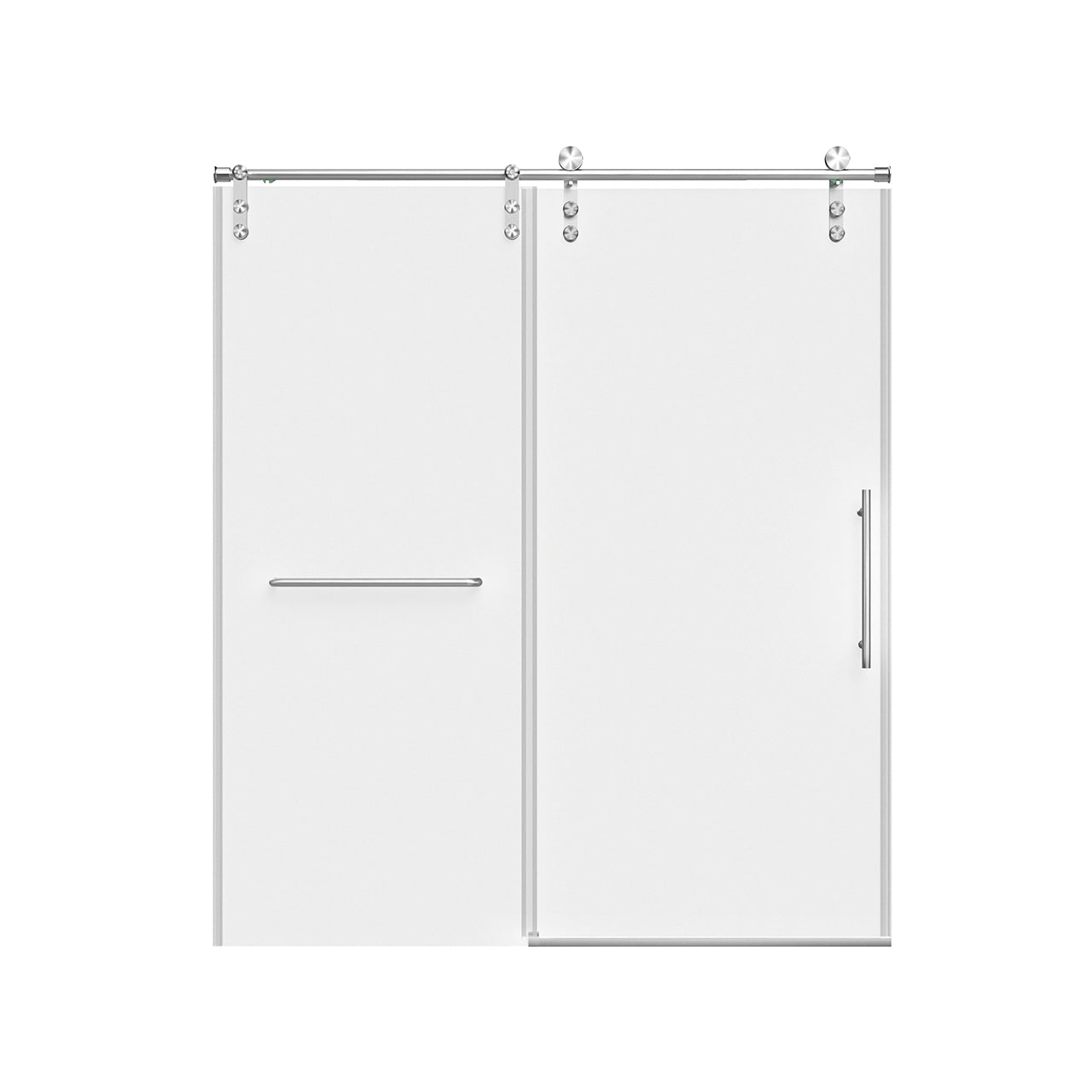 56-60 "W x 76 "H Frameless Sliding Shower Door with Premium 5/16" (8mm) Thick Tempered Glass Shower Enclosure with Towel Hanging Bar, Easy Clean Coating on Both Sides, Brushed Nickel Finish Textured Premium, Cushioned Design RX-SD23-6076