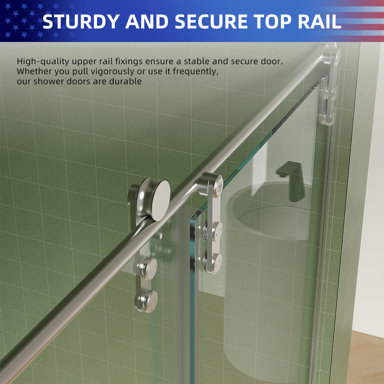 56-60 "W x 76 "H Frameless Sliding Shower Door with Premium 5/16" (8mm) Thick Tempered Glass Shower Enclosure with Towel Hanging Bar, Easy Clean Coating on Both Sides, Brushed Nickel Finish Textured Premium, Cushioned Design RX-SD23-6076