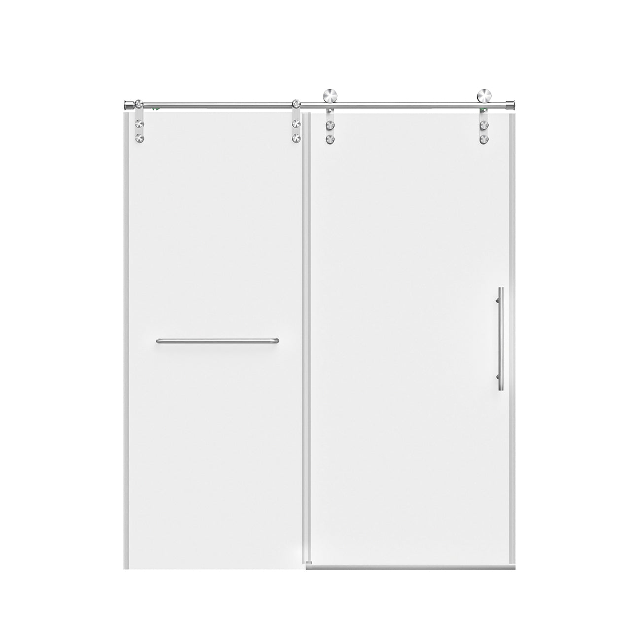 56-60 "W x 76 "H Frameless Sliding Shower Door with Premium 5/16" (8mm) Thick Tempered Glass Shower Enclosure with Towel Hanging Bar, Easy Clean Coating on Both Sides, Brushed Nickel Finish Textured Premium, Cushioned Design RX-SD23-6076