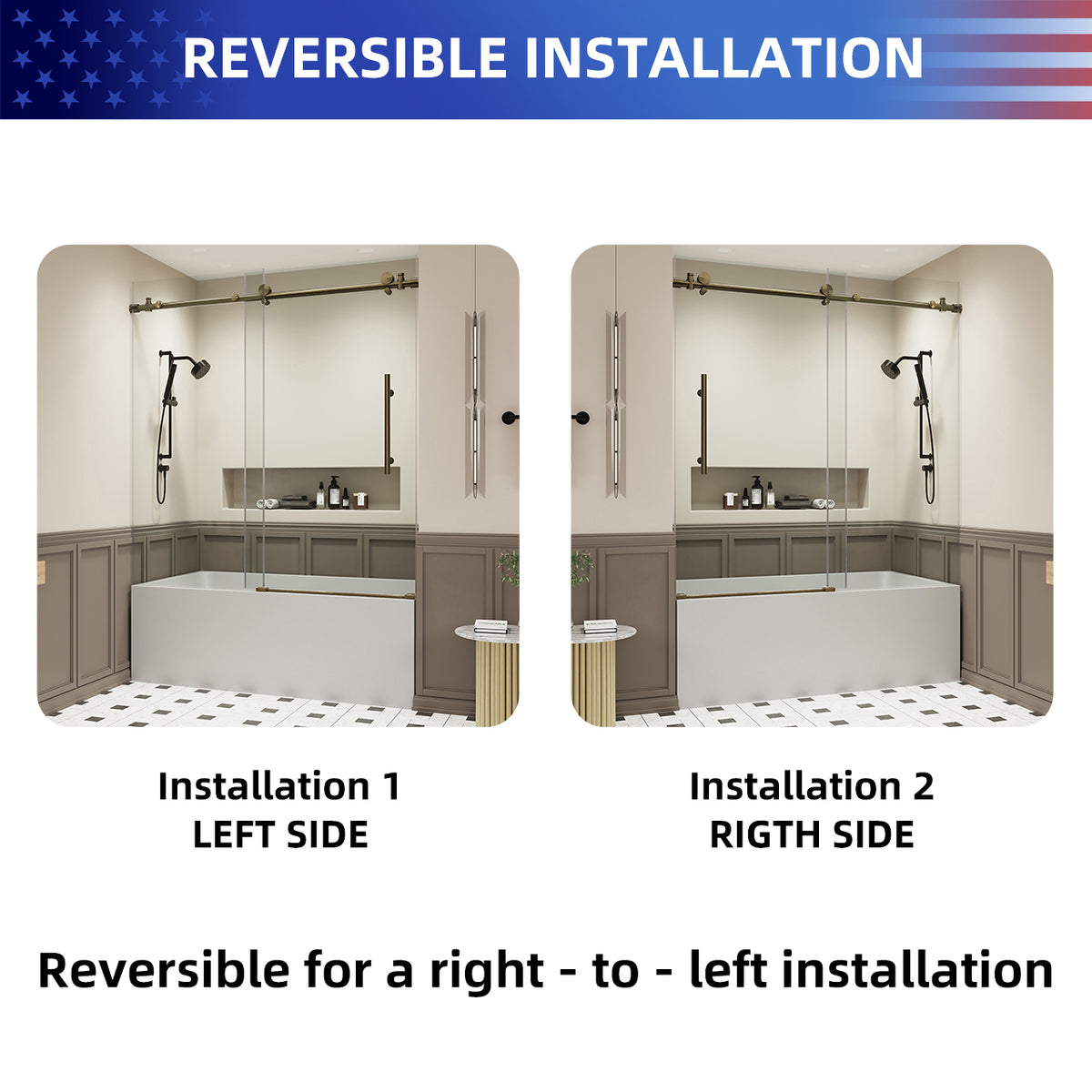 RAINLEX 56-60" W x 60" H Frameless Sliding Shower Door in Stainless Steel