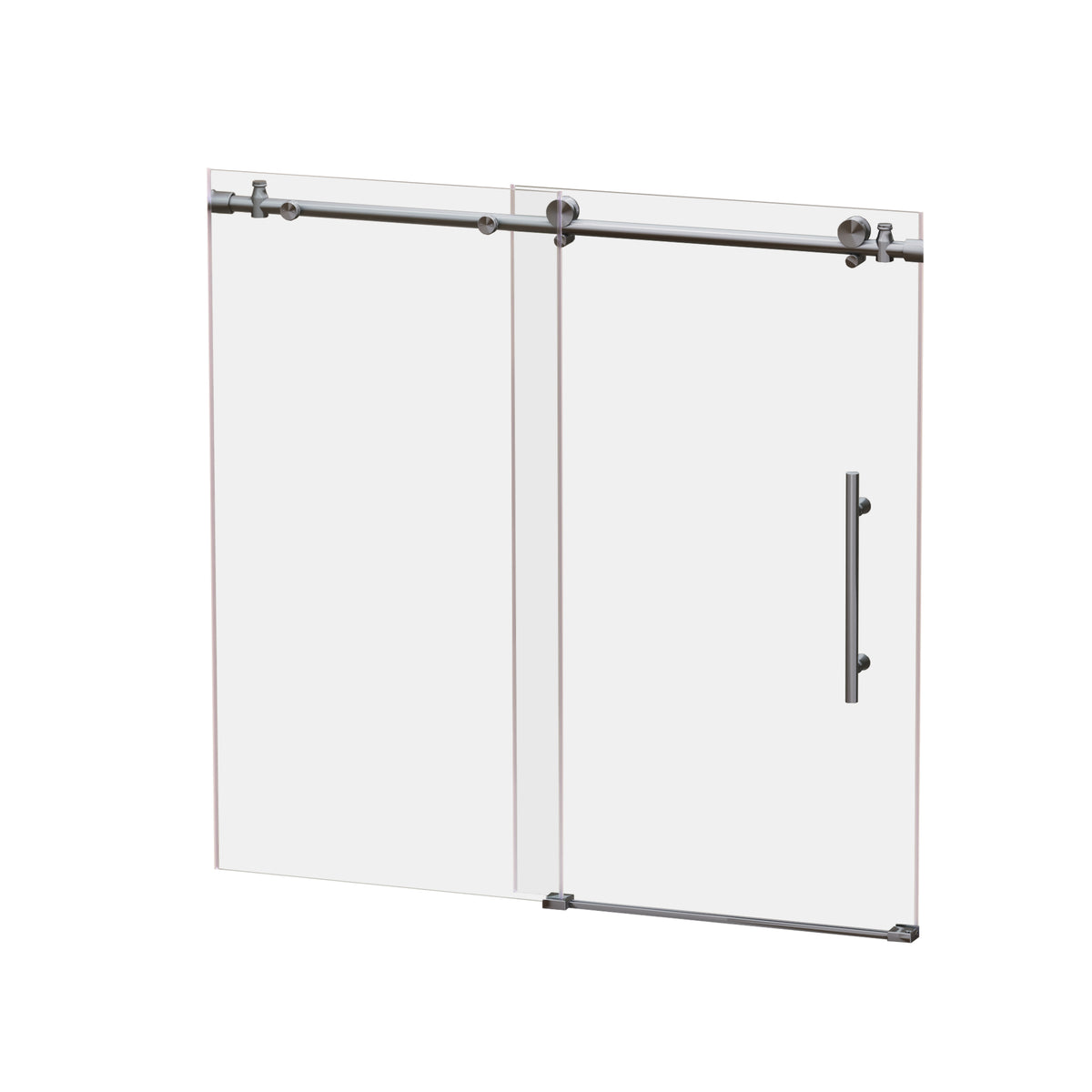 RAINLEX 56-60" W x 60" H Frameless Sliding Shower Door in Stainless Steel