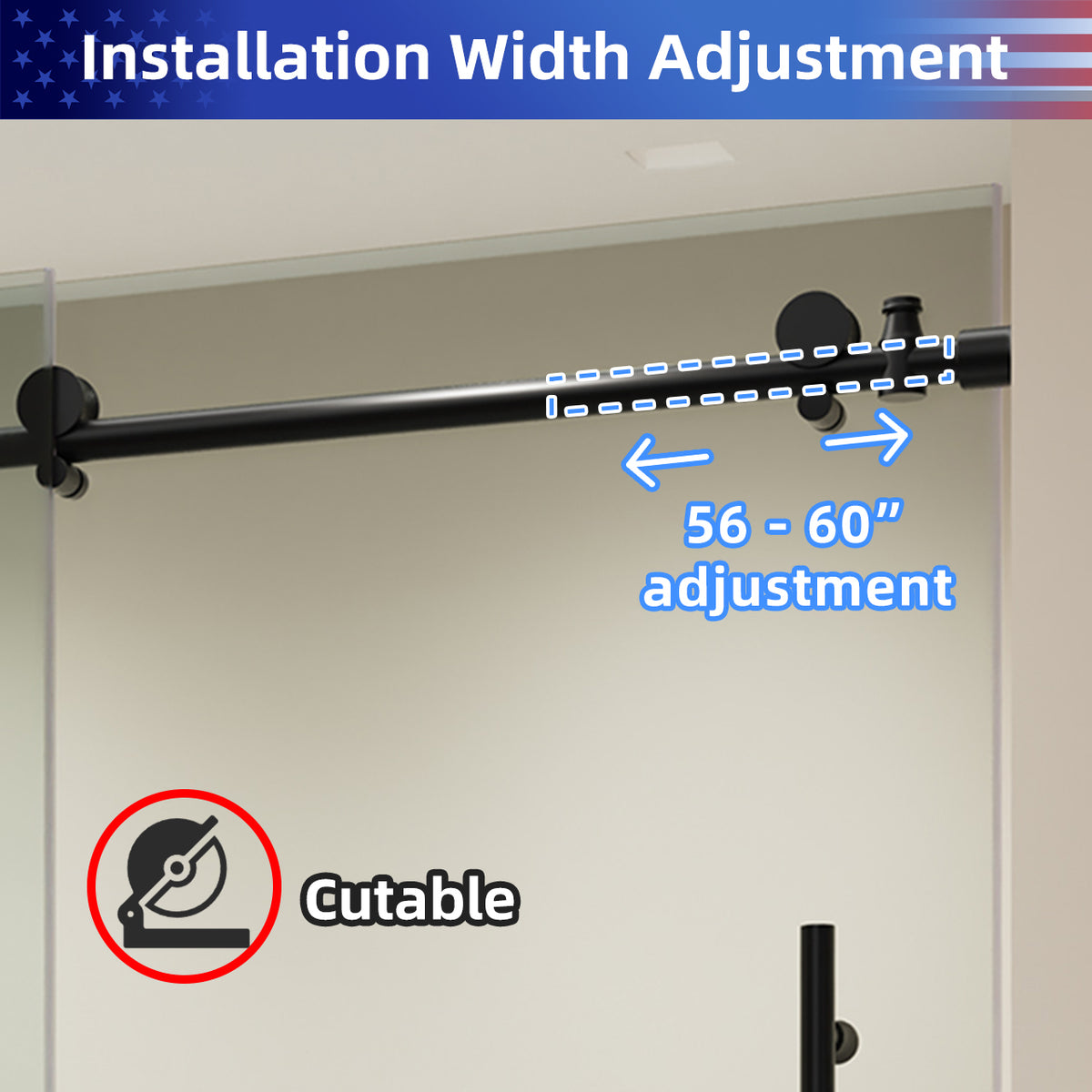 RAINLEX 56-60" W x 60" H Frameless Sliding Shower Door in Stainless Steel