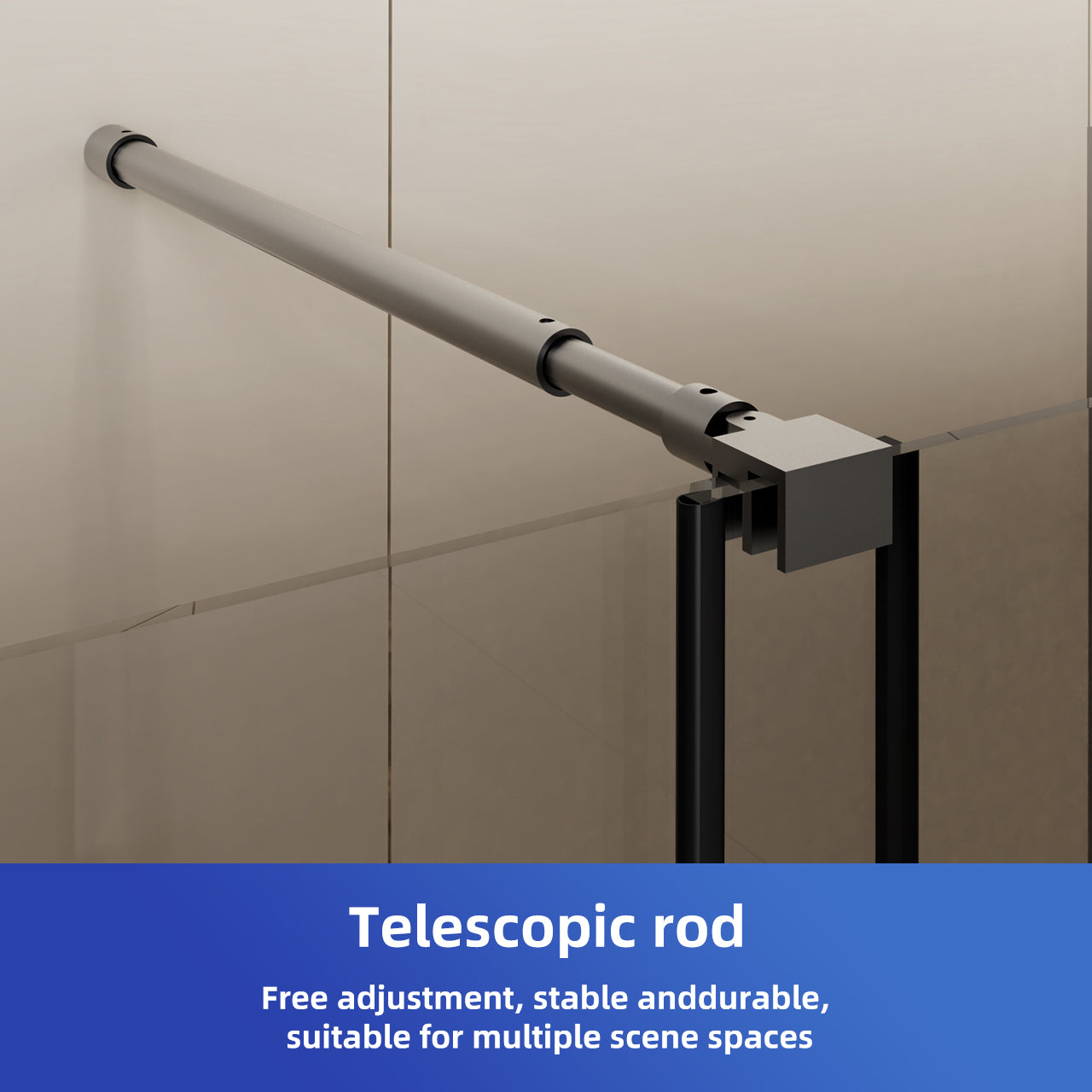 Glass Shower Door, 30 - 60 in.W x 72 in.H Shower Sliding Door Walk-in Shower Screen Dual Usage,1/4 Inch Thick Glass Panel with Stainless Steel Handle, Supporting Bar, Black RX-SD27-6072MB