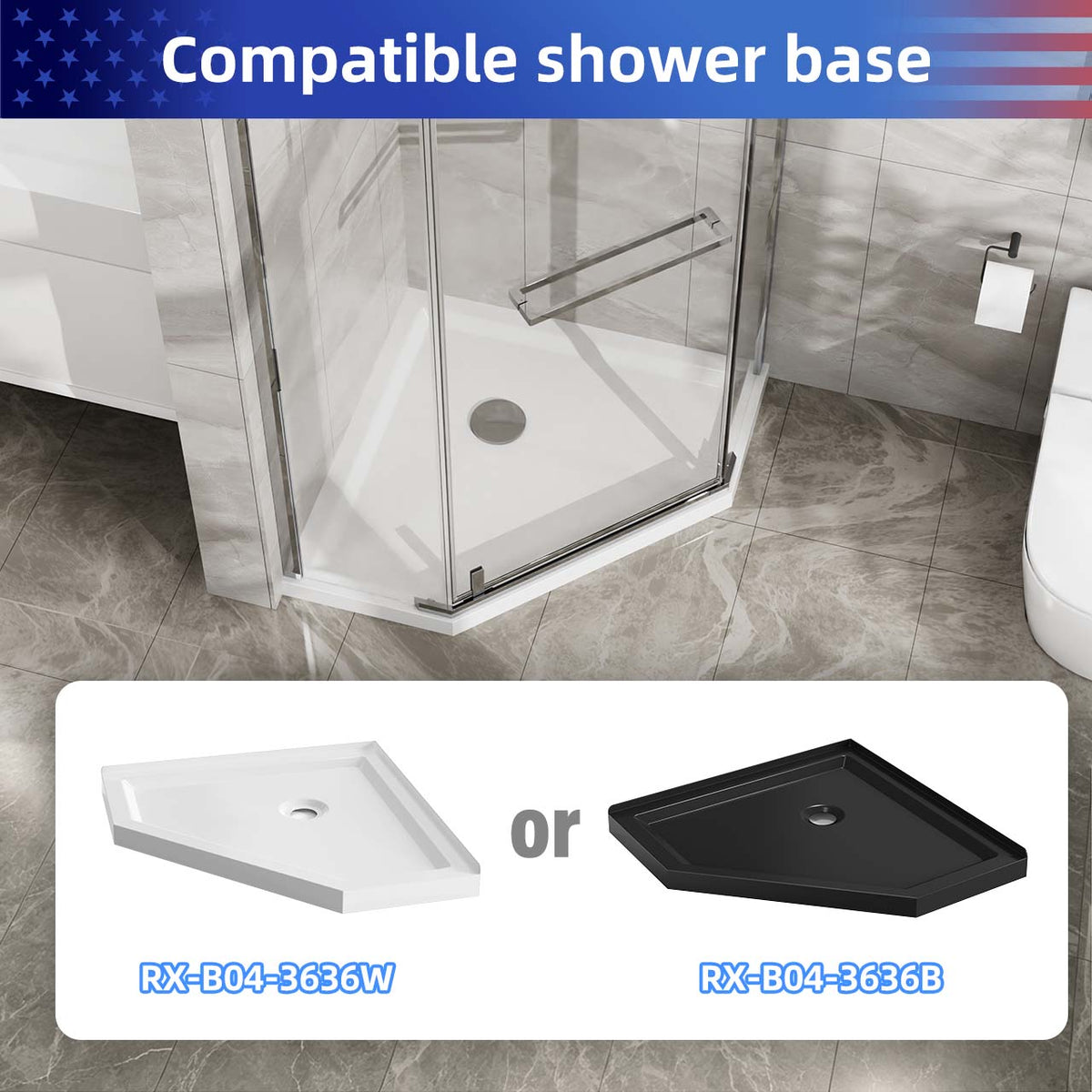 RAINLEX 36 in. x 36 in. x 72 in. Neo-Angle Frameless Shower Enclosure