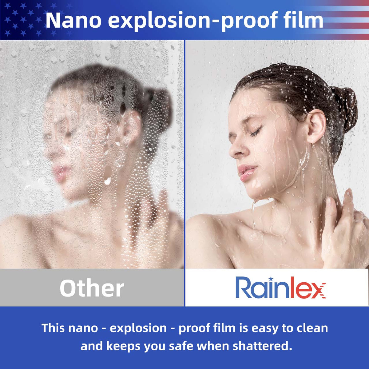RAINLEX 36 in. x 36 in. x 72 in. Neo-Angle Frameless Shower Enclosure