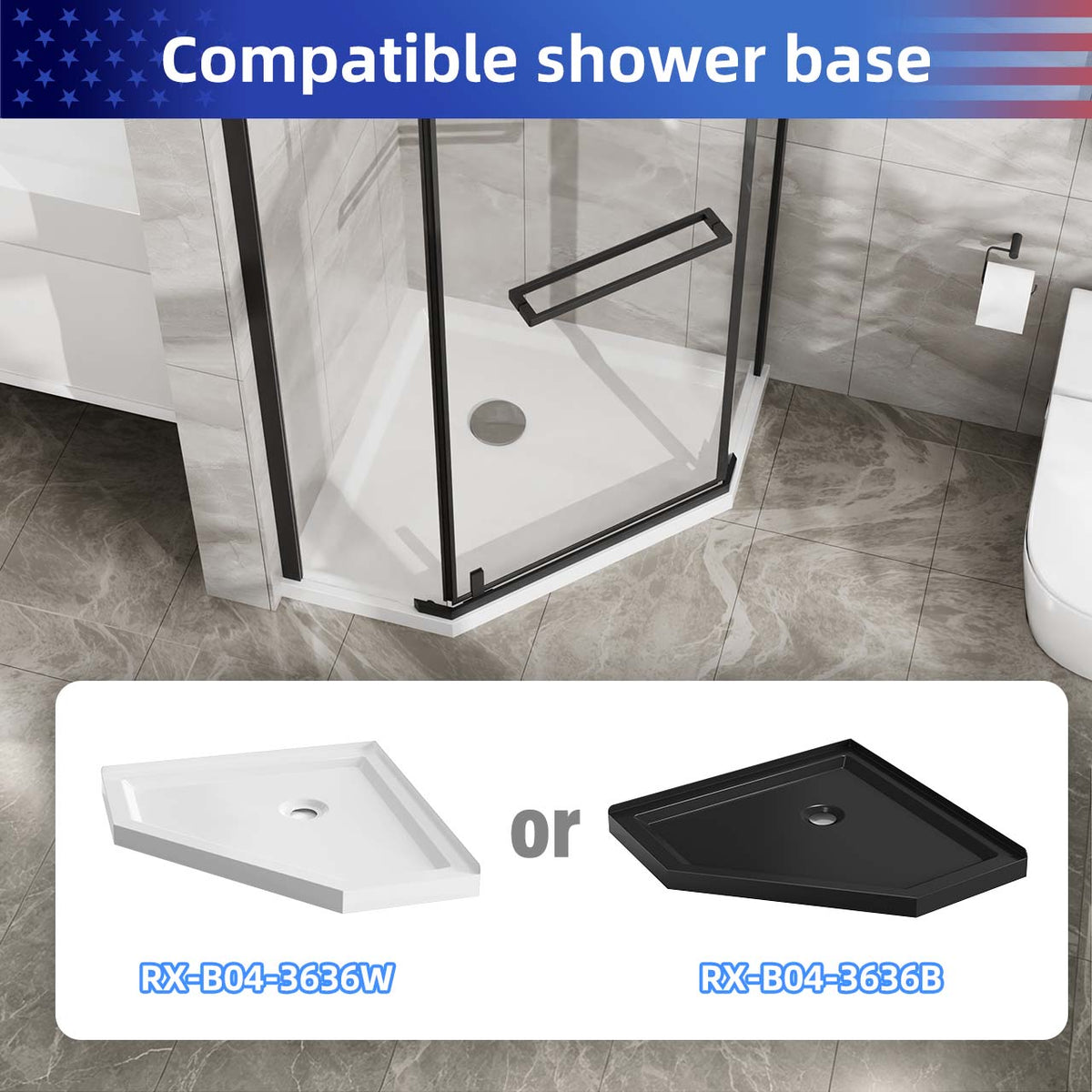 RAINLEX 36 in. x 36 in. x 72 in. Neo-Angle Frameless Shower Enclosure