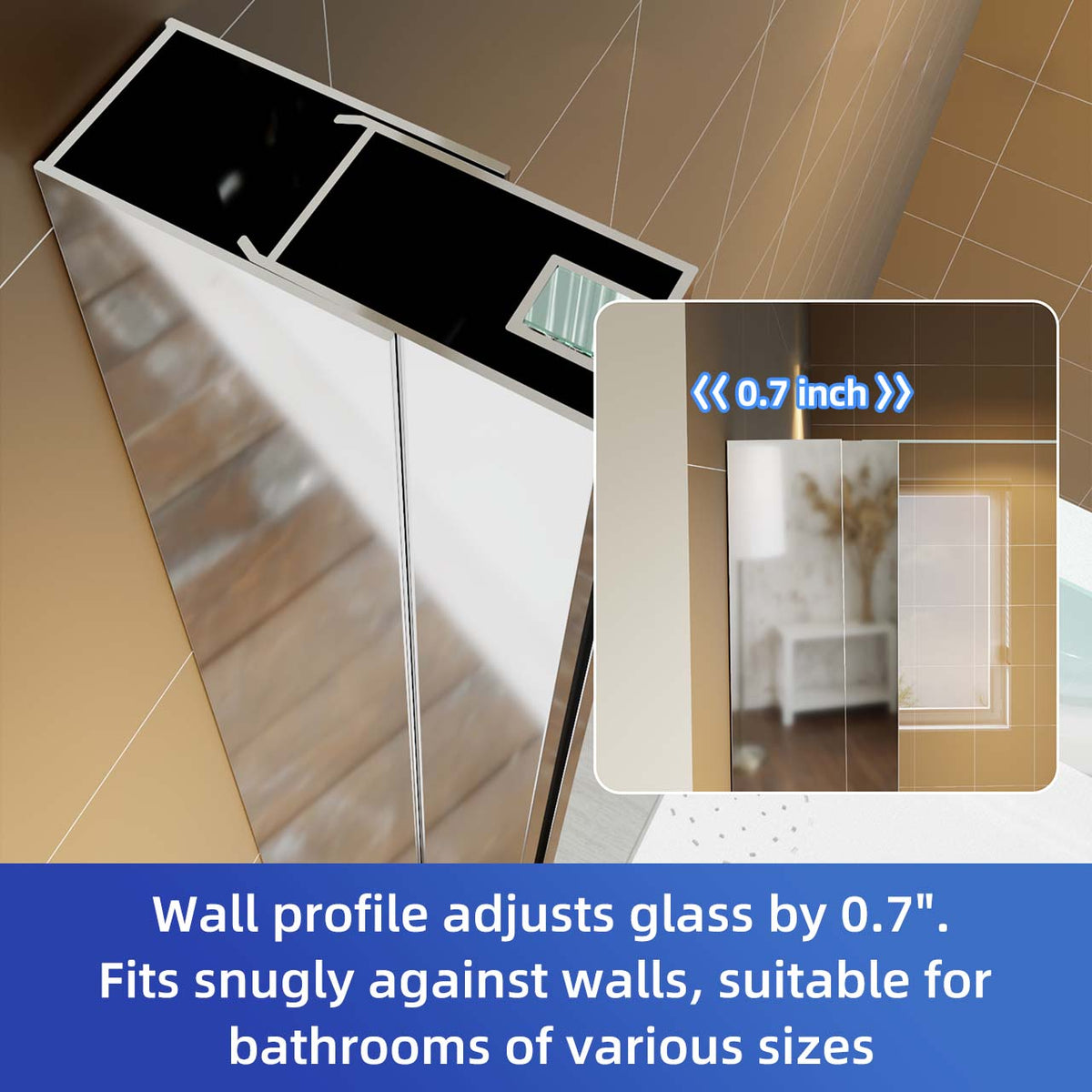RAINLEX 36 in. x 72 in. Neo-Angle Pivot Frameless Shower Door