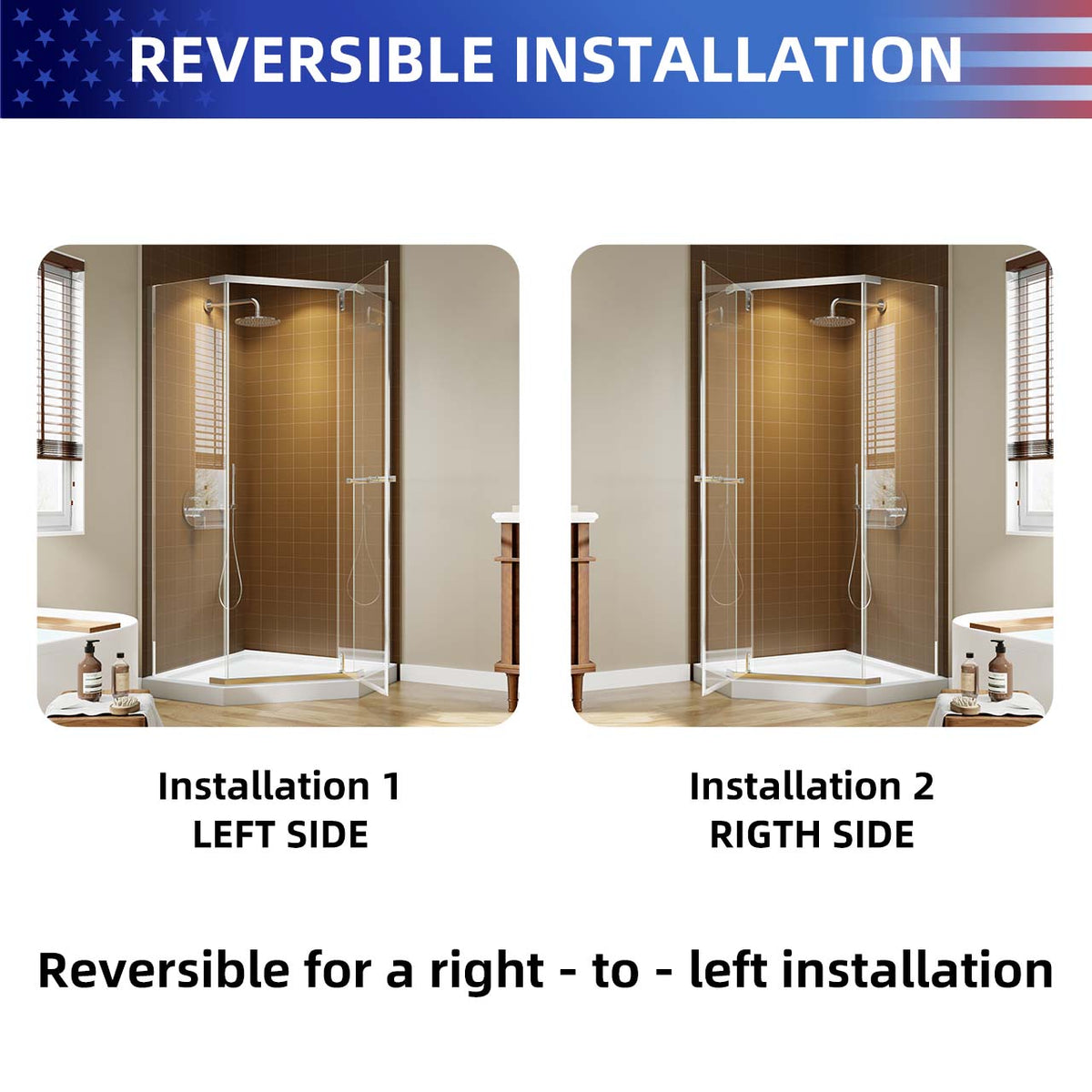 RAINLEX 36 in. x 72 in. Neo-Angle Pivot Frameless Shower Door