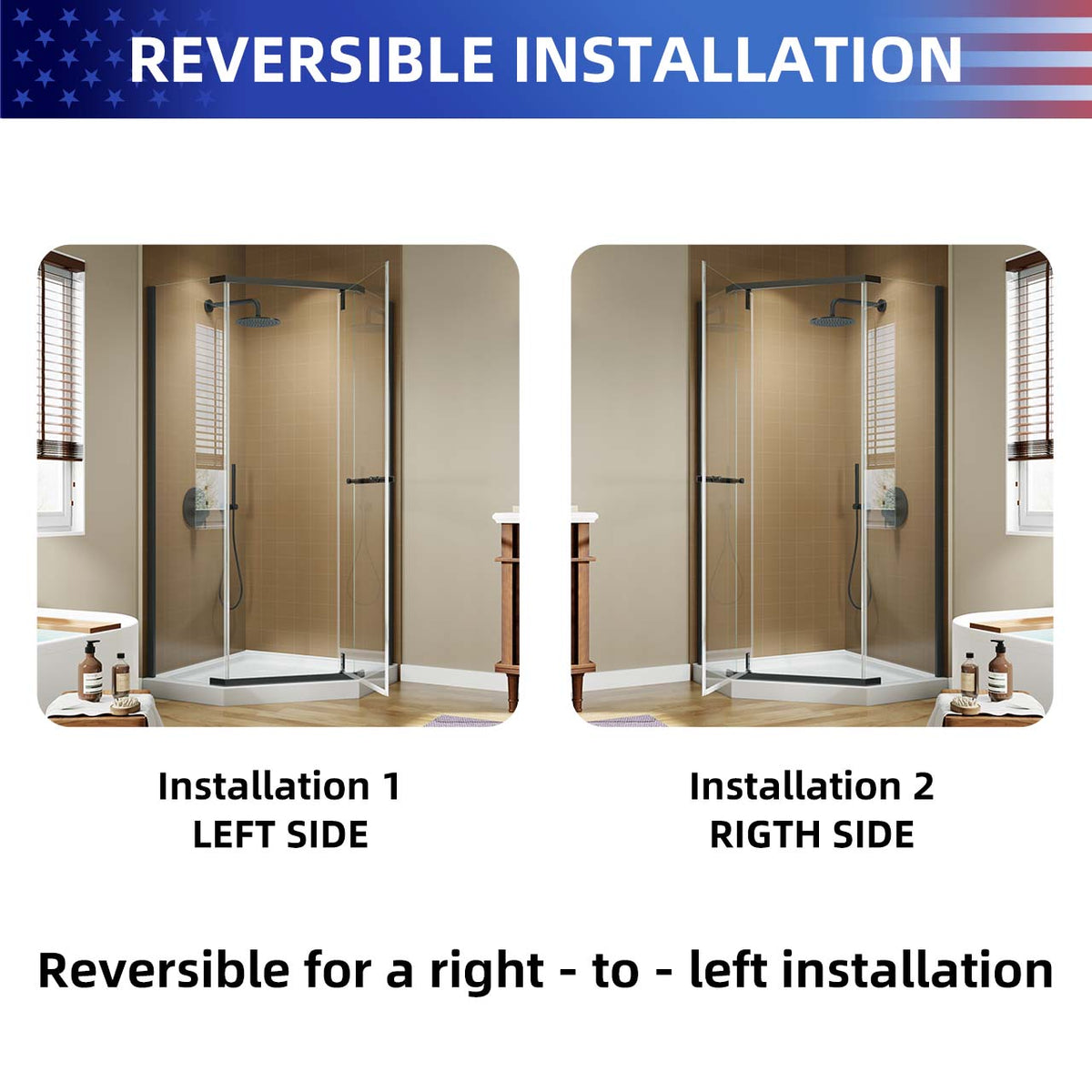 RAINLEX 36 in. x 72 in. Neo-Angle Pivot Frameless Shower Door