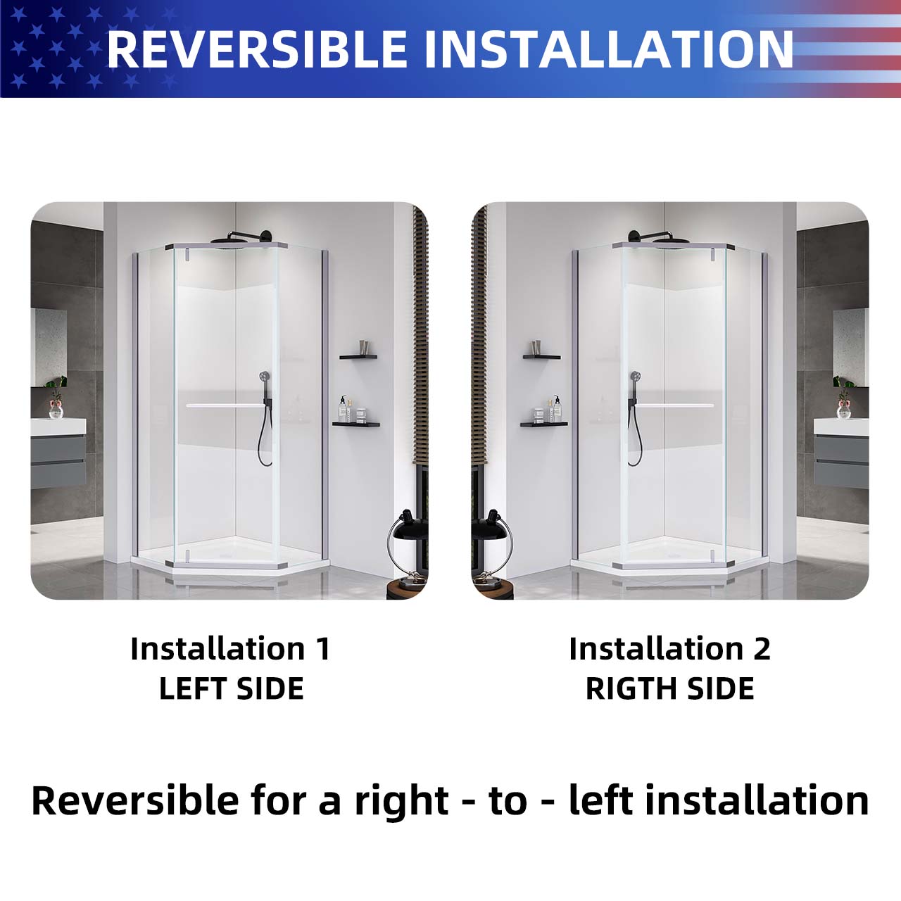 Rainlex 36" x 72" Pivot Frameless Shower Door, 6mm Tempered Glass