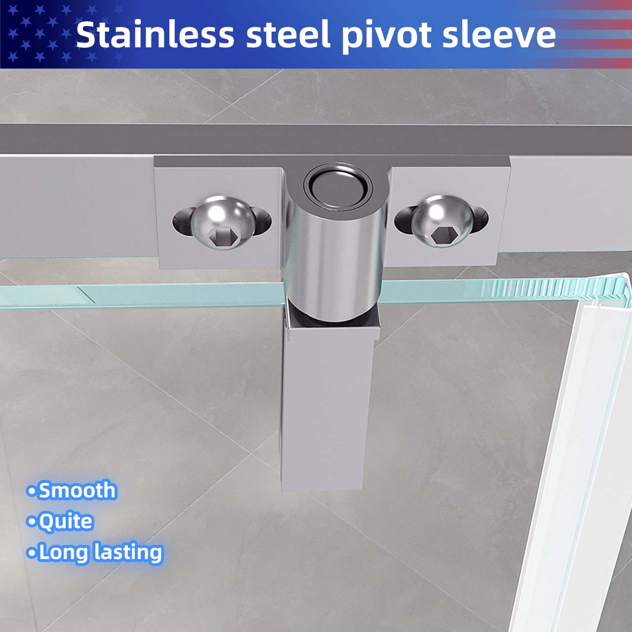 Rainlex 36" x 72" Pivot Frameless Shower Door, 6mm Tempered Glass