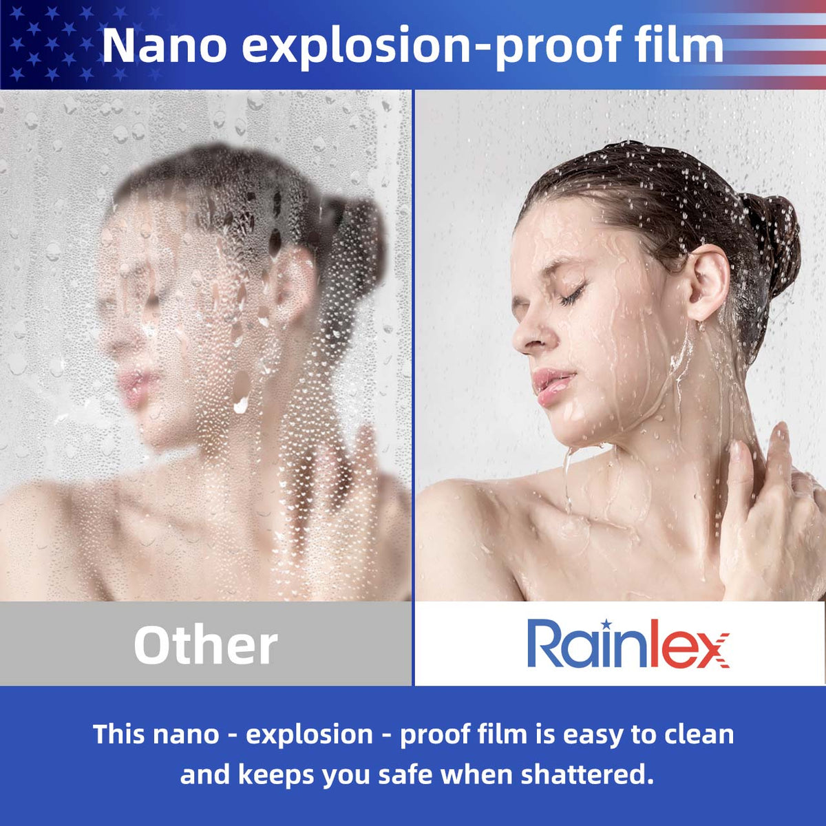 Rainlex 36" x 72" Pivot Frameless Shower Door, 6mm Tempered Glass