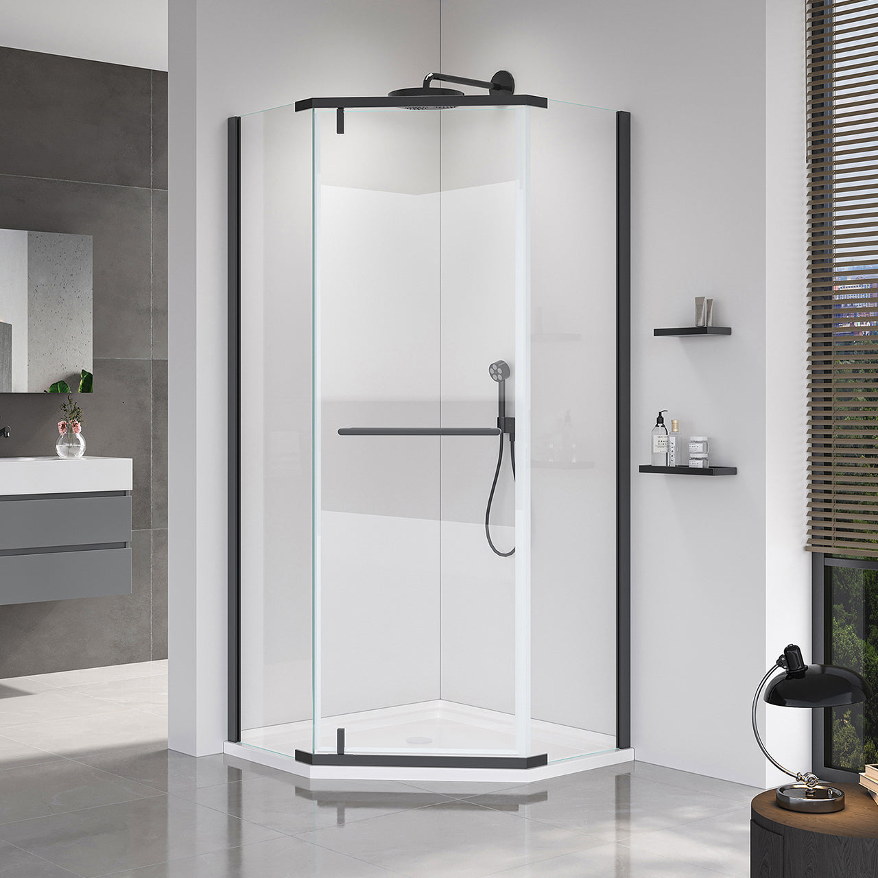 Rainlex 36" x 72" Pivot Frameless Shower Door, 6mm Tempered Glass