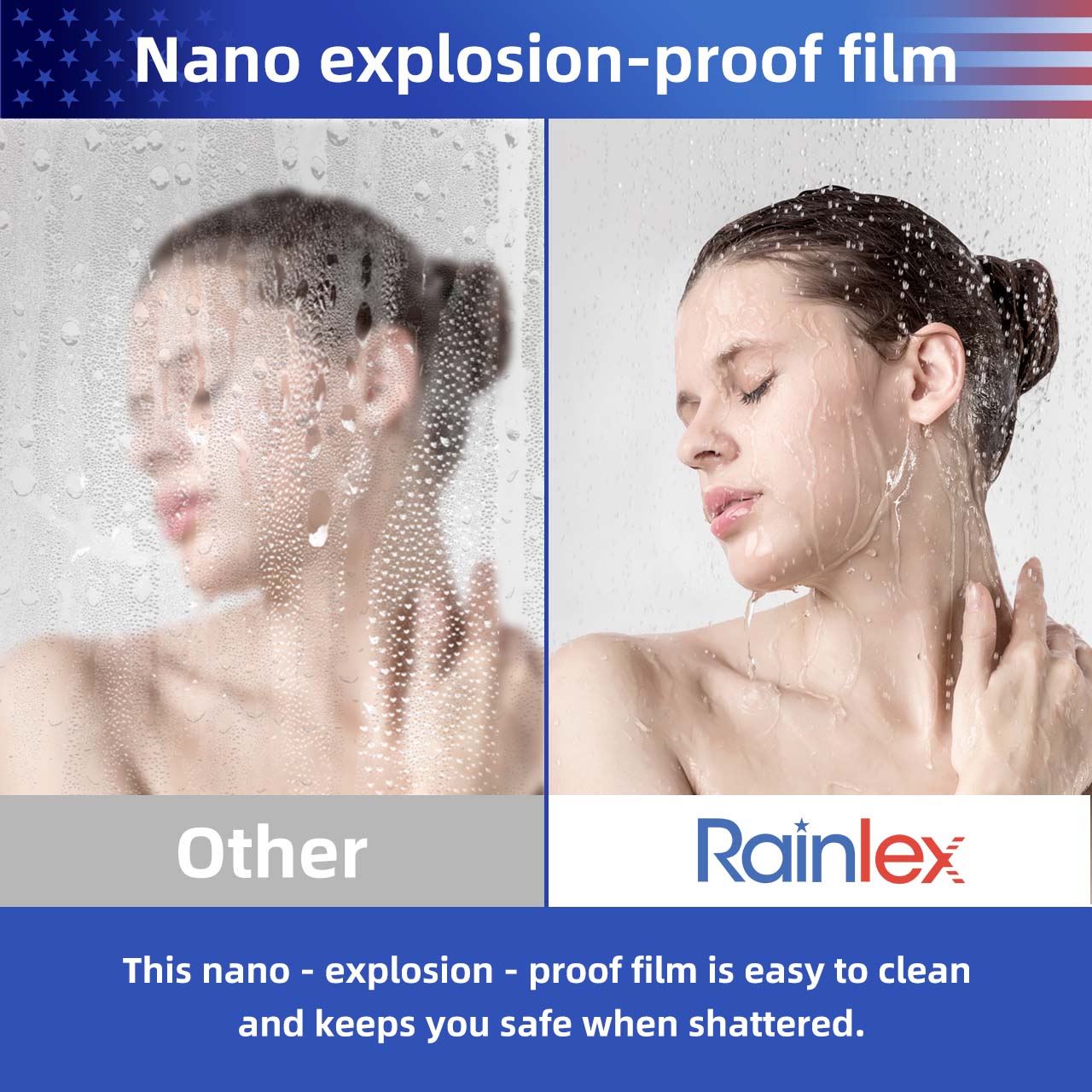 Rainlex 36" x 72" Pivot Frameless Shower Door, 6mm Tempered Glass