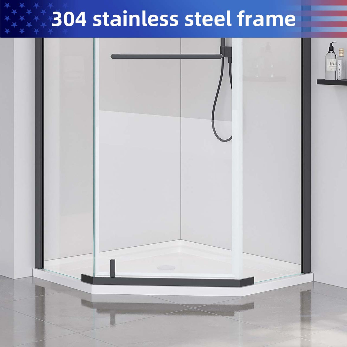 Rainlex 36" x 72" Pivot Frameless Shower Door, 6mm Tempered Glass
