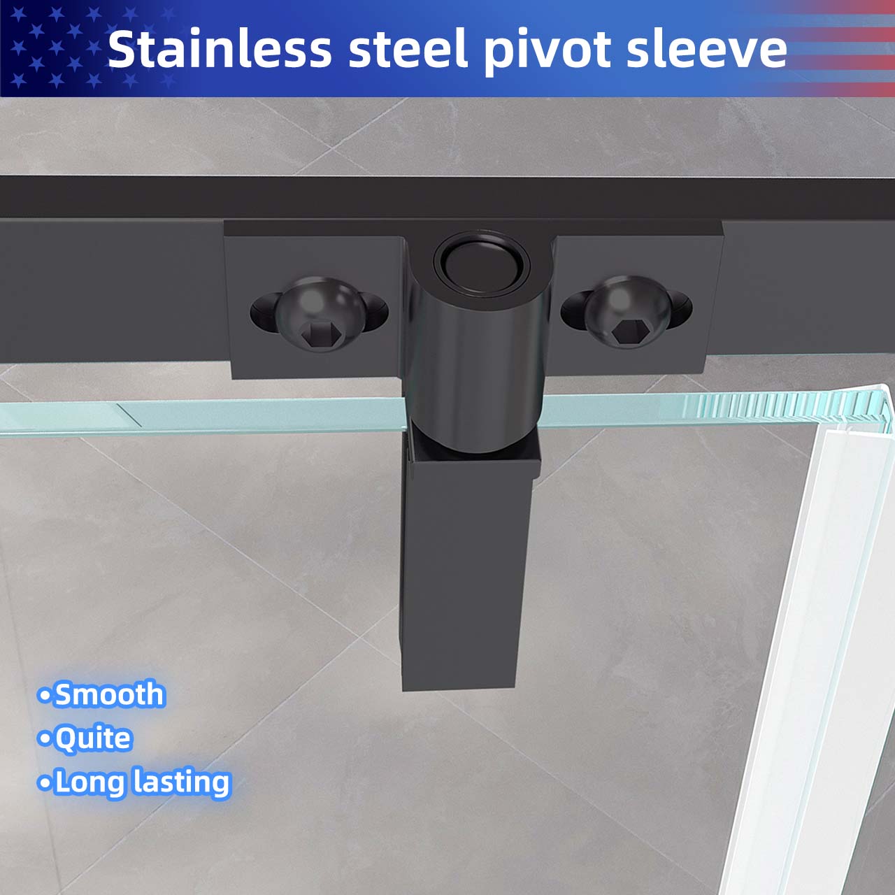 Rainlex 36" x 72" Pivot Frameless Shower Door, 6mm Tempered Glass