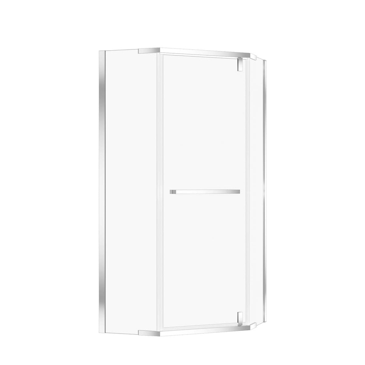 RAINLEX 36 in. x 72 in. Neo-Angle Frameless Shower Door, 1/4 in. Glass