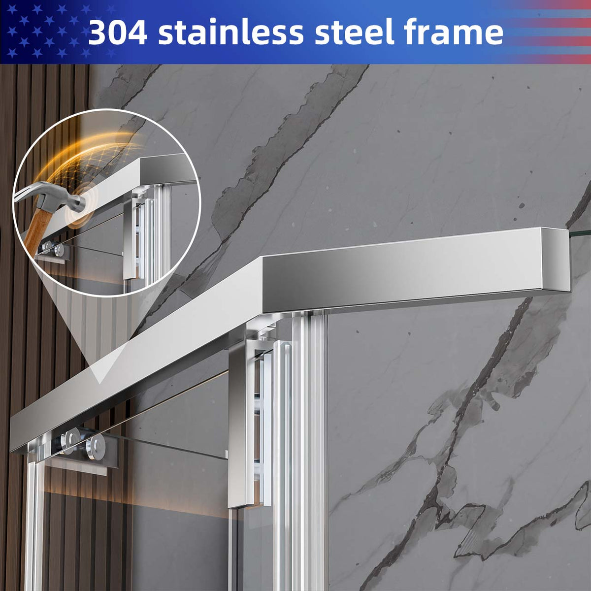 RAINLEX 36 in. x 72 in. Neo-Angle Frameless Shower Door, 1/4 in. Glass