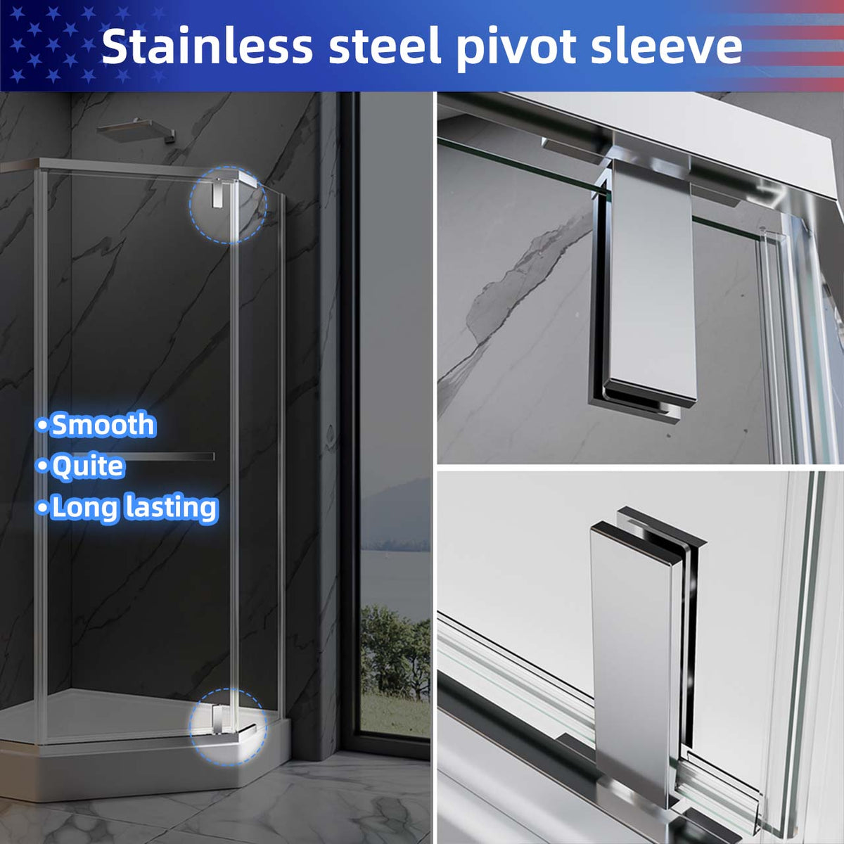 RAINLEX 36 in. x 72 in. Neo-Angle Frameless Shower Door, 1/4 in. Glass