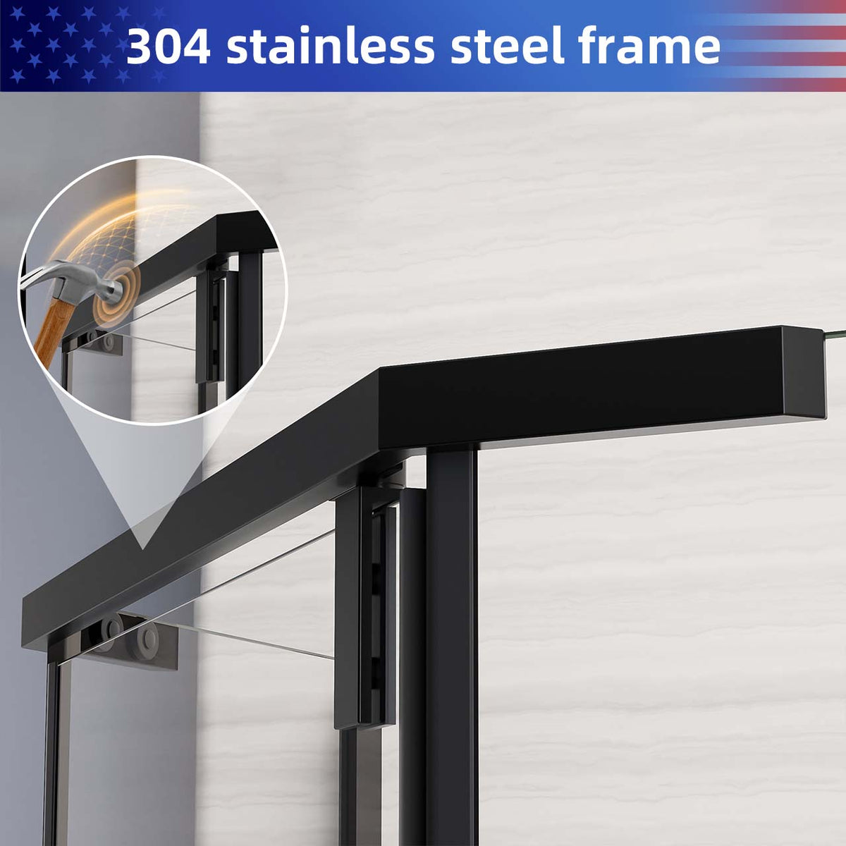 RAINLEX 36 in. x 72 in. Neo-Angle Frameless Shower Door, 1/4 in. Glass