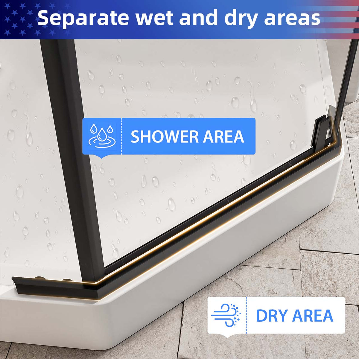 RAINLEX 36 in. x 72 in. Neo-Angle Frameless Shower Door, 1/4 in. Glass