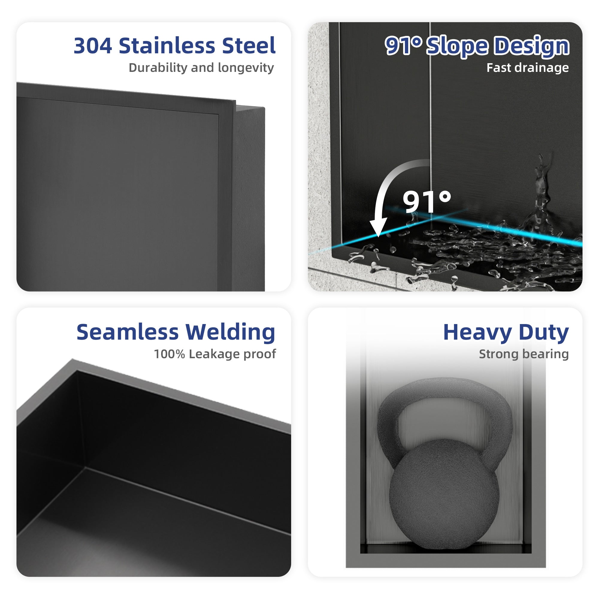 12" x 12" Stainless Steel Recessed Shower Niche
