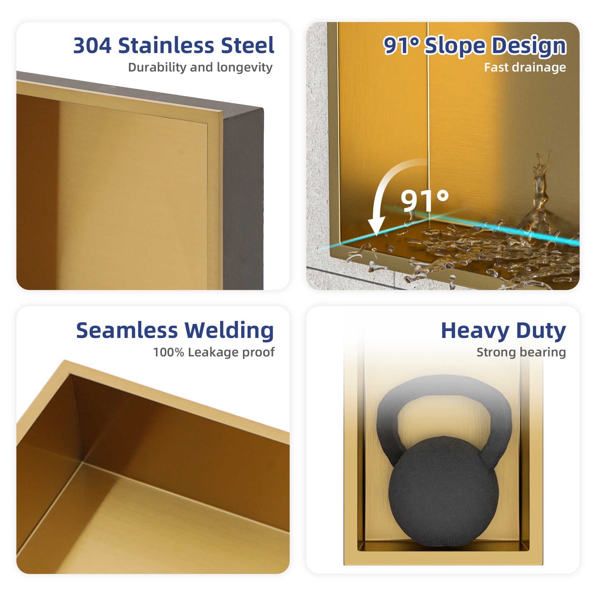 12" x 12" Stainless Steel Recessed Shower Niche