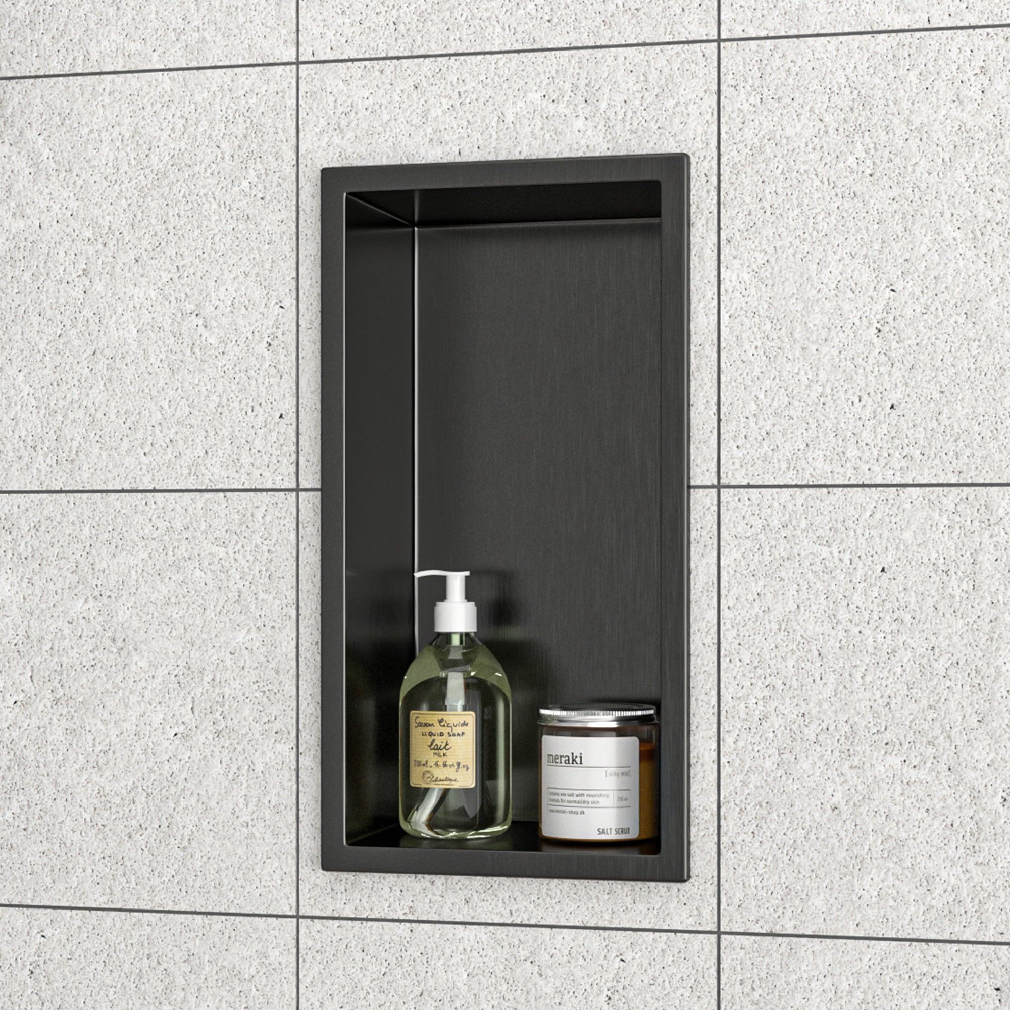 7" x 13" Stainless Steel Recessed Shower Niche, Gunmetal