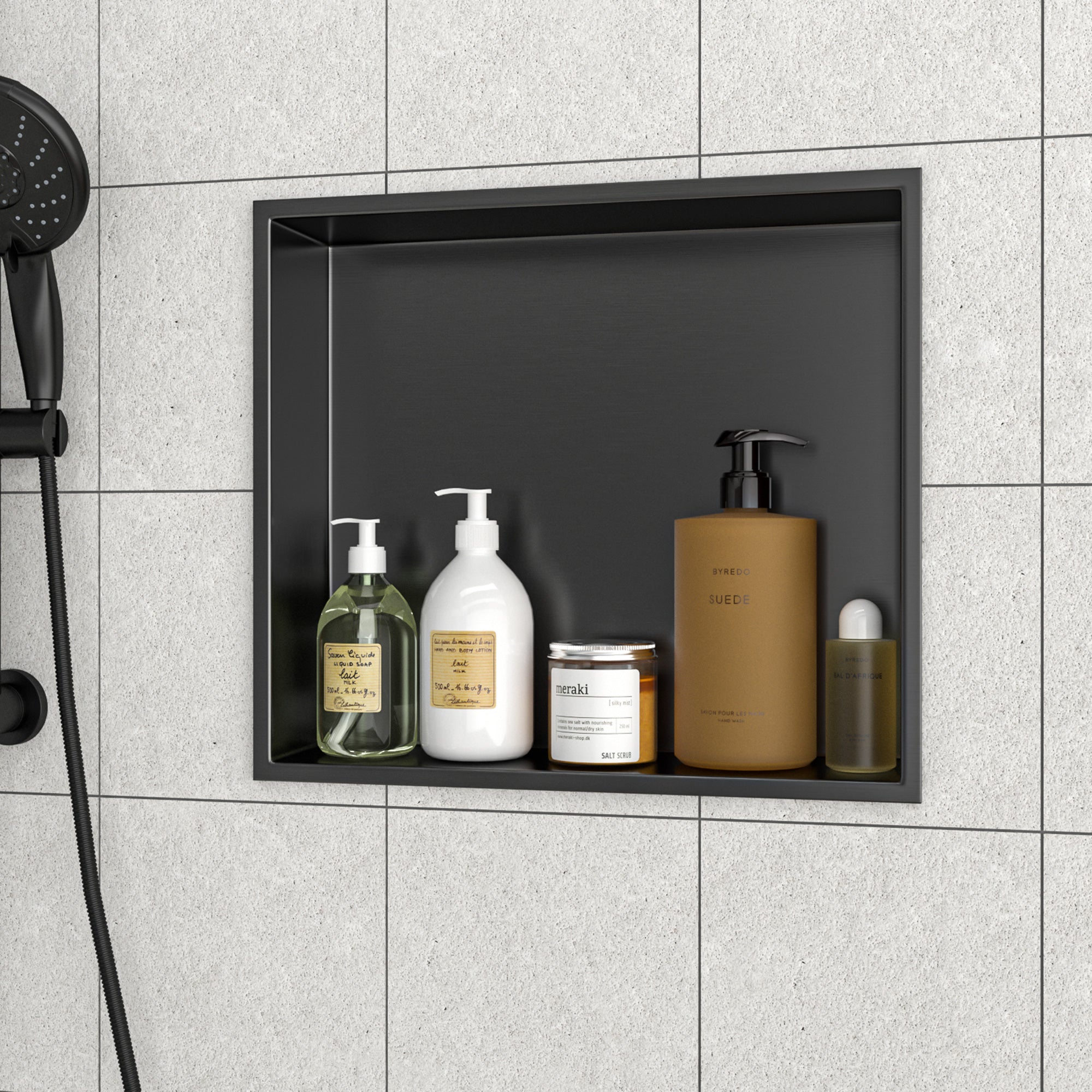 17" x 15" Stainless Steel Recessed Shower Niche, Gunmetal