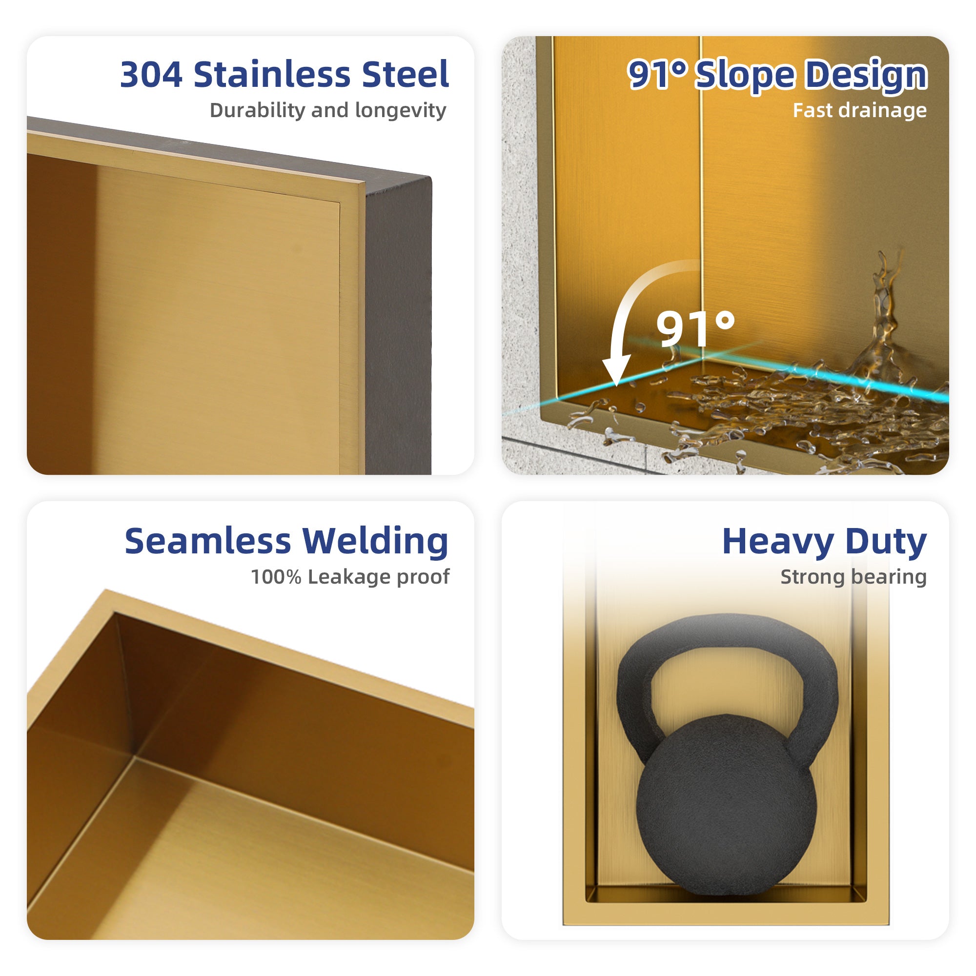 25" x 13" Stainless Steel Recessed Shower Niche