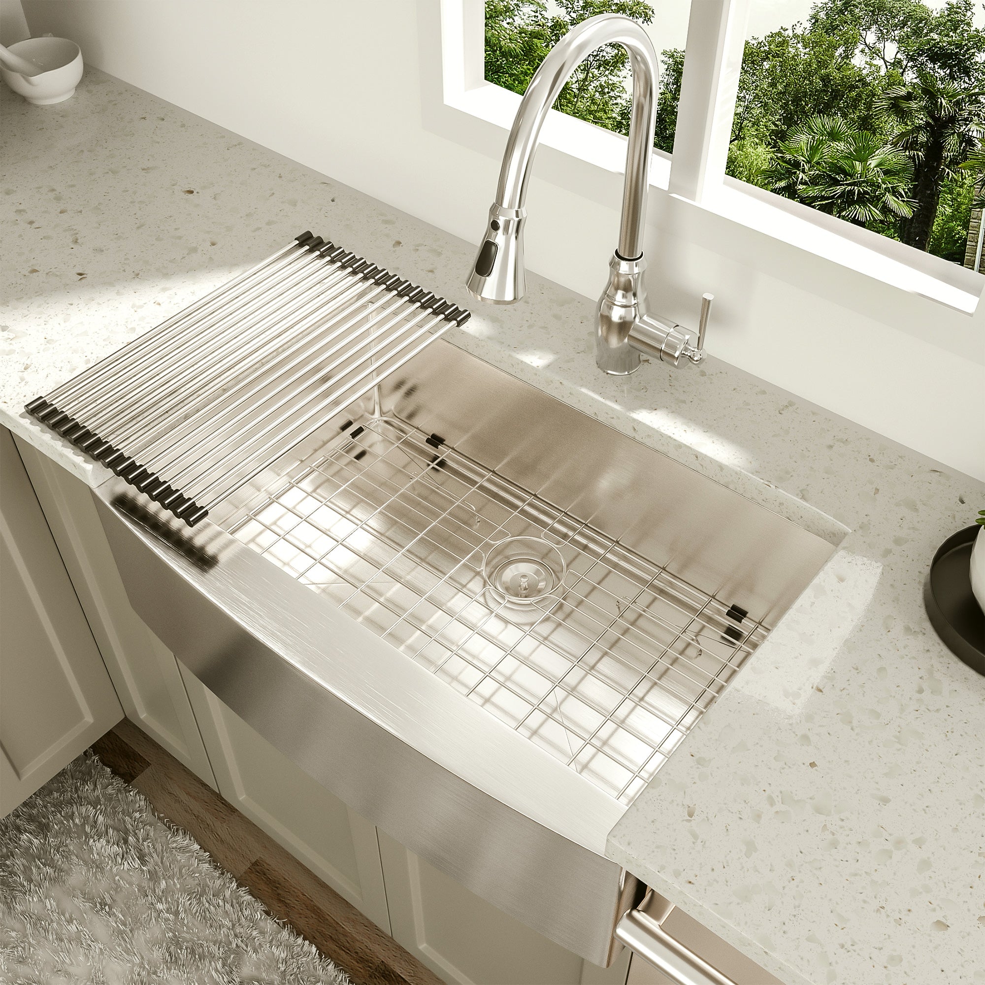Farmhouse Apron-Front Single Bowl Kitchen Sink, Stainless Steel