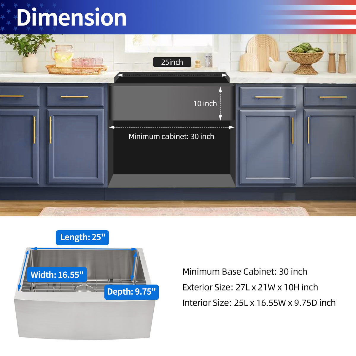 Farmhouse Apron-Front Single Bowl Kitchen Sink, Stainless Steel