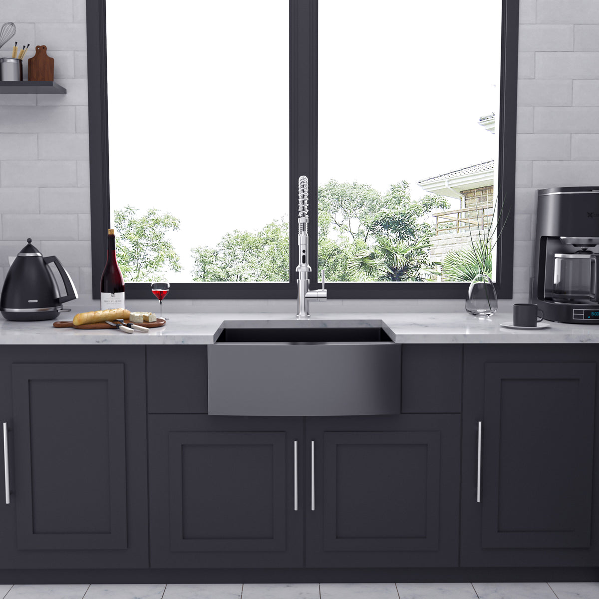 Farmhouse Apron-Front Single Bowl Kitchen Sink, Matte Black