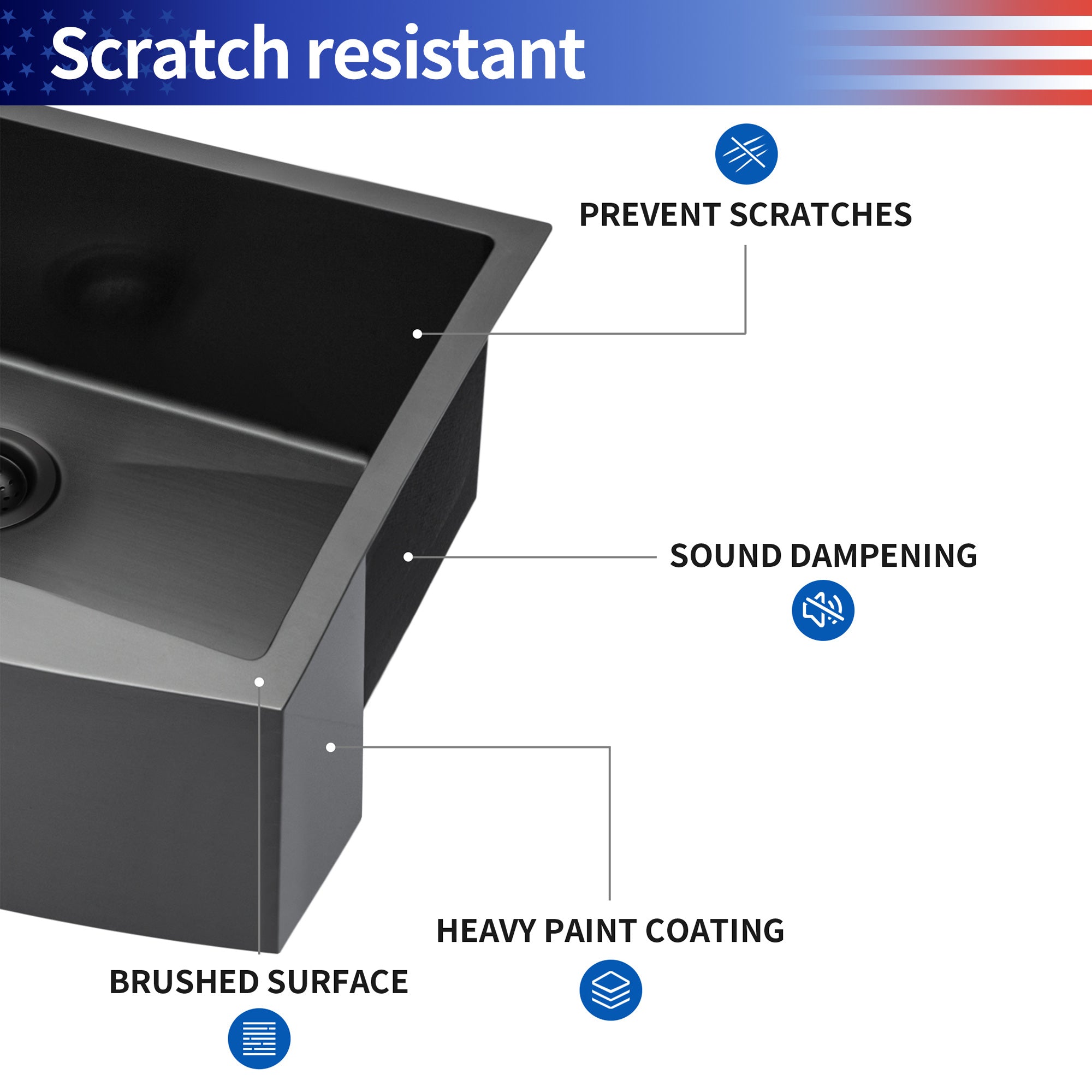Farmhouse Apron Single Bowl Stainless Steel Kitchen Sink in Matte Black RX-SS02