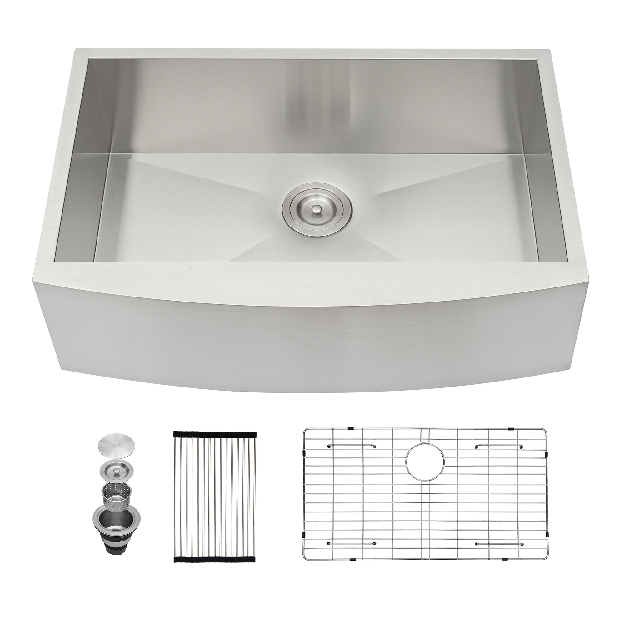 Farmhouse Apron-Front Single Bowl Kitchen Sink, Stainless Steel (SS03)