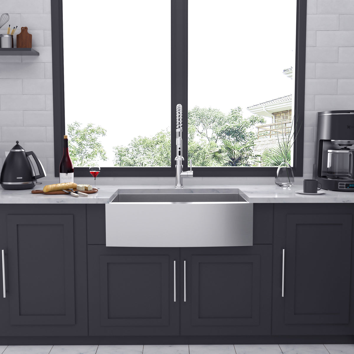 Farmhouse Apron-Front Single Bowl Kitchen Sink, Stainless Steel (SS03)