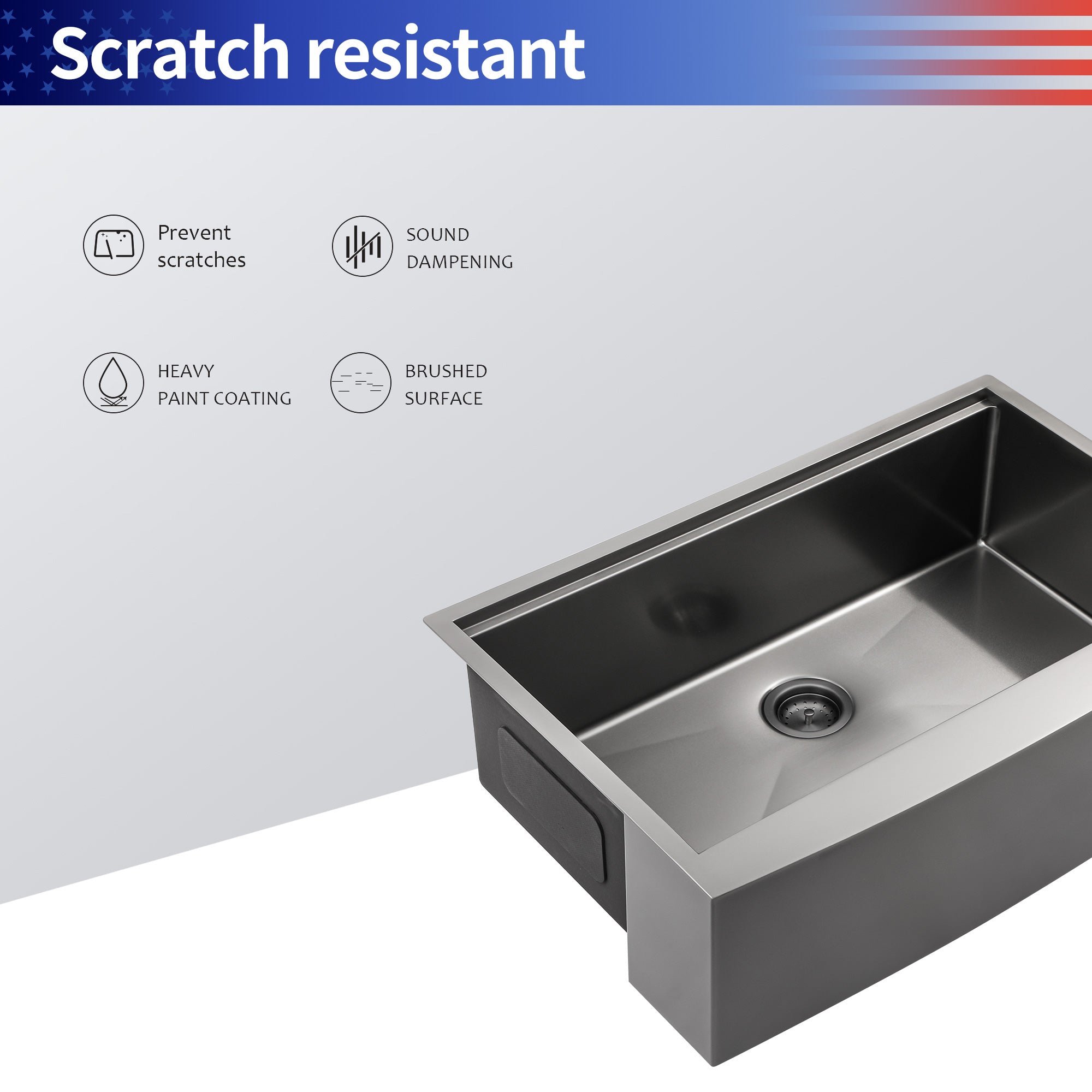 Farmhouse Apron Single Bowl Stainless Steel Kitchen Sink with Workstation RX-SS06