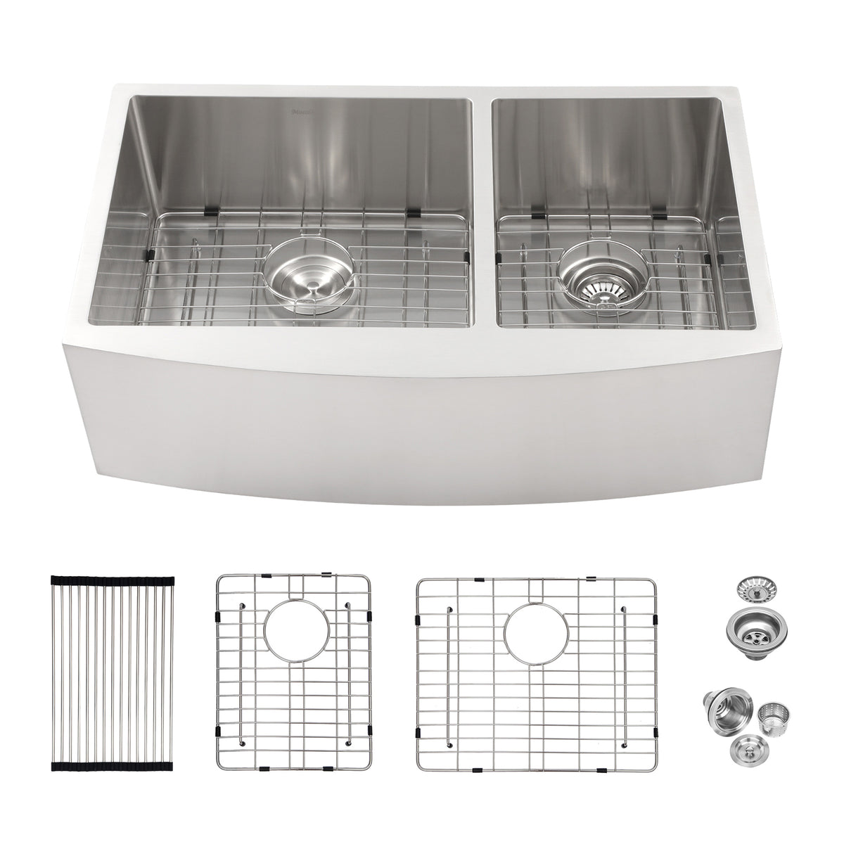 Farmhouse Apron-Front Double Bowl Kitchen Sink, Stainless Steel (SS10)
