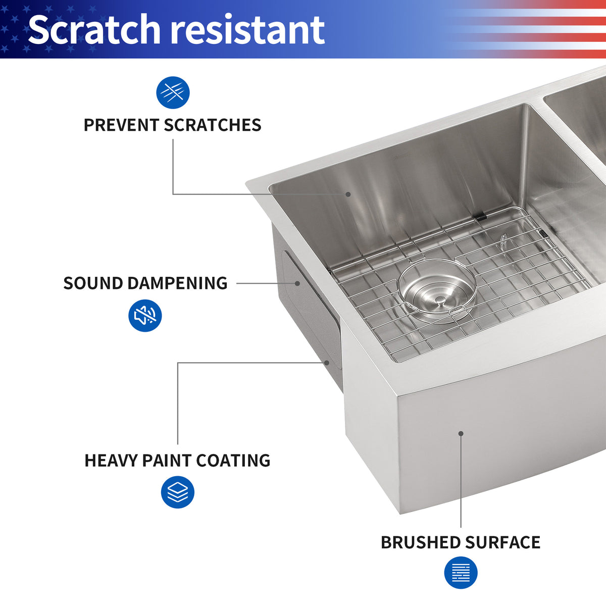 Farmhouse Apron-Front Double Bowl Kitchen Sink, Stainless Steel (SS10)