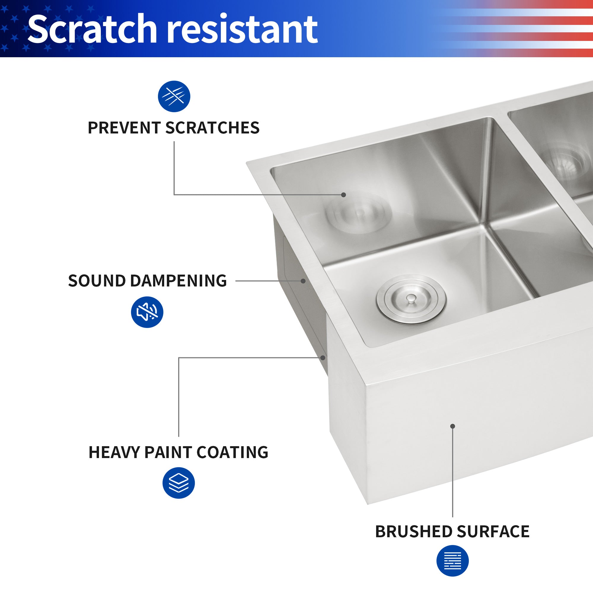 Farmhouse Apron-Front Double Bowl Kitchen Sink, Stainless Steel (SS10)