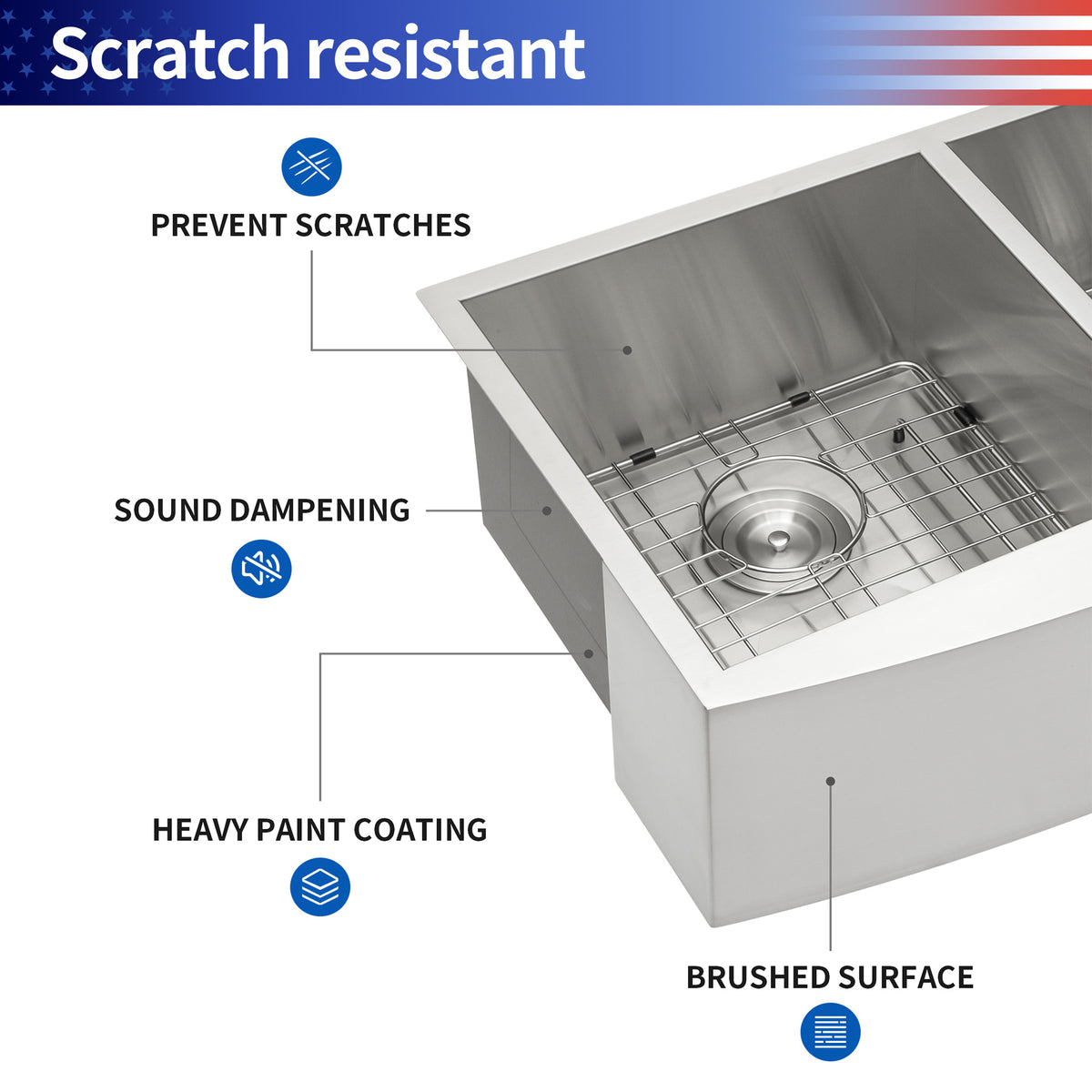 RAINLEX Farmhouse Apron-Front Double Bowl Kitchen Sink in Stainless Steel (SS12)