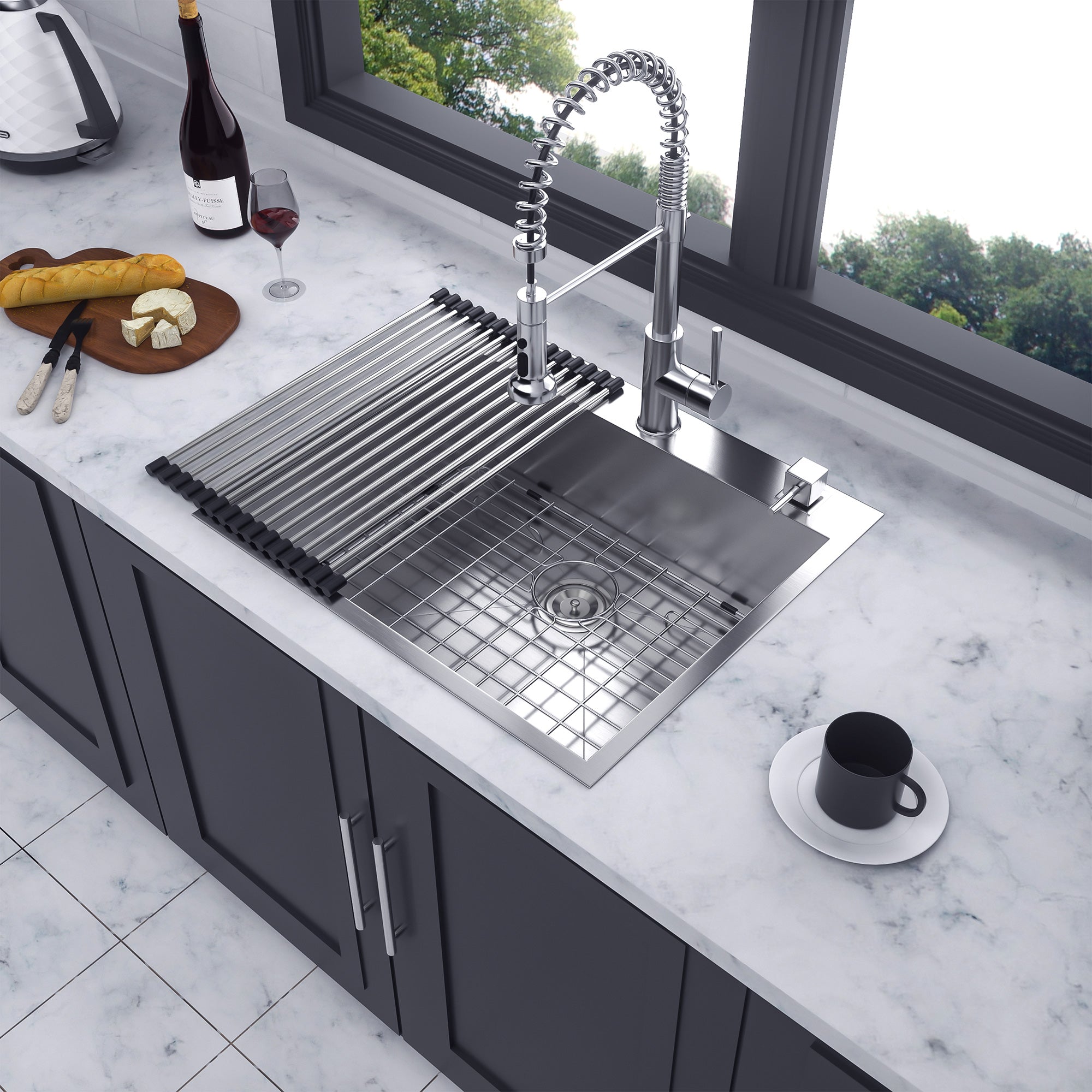 Drop-In Single Bowl Kitchen Sink, Stainless Steel (SS14)