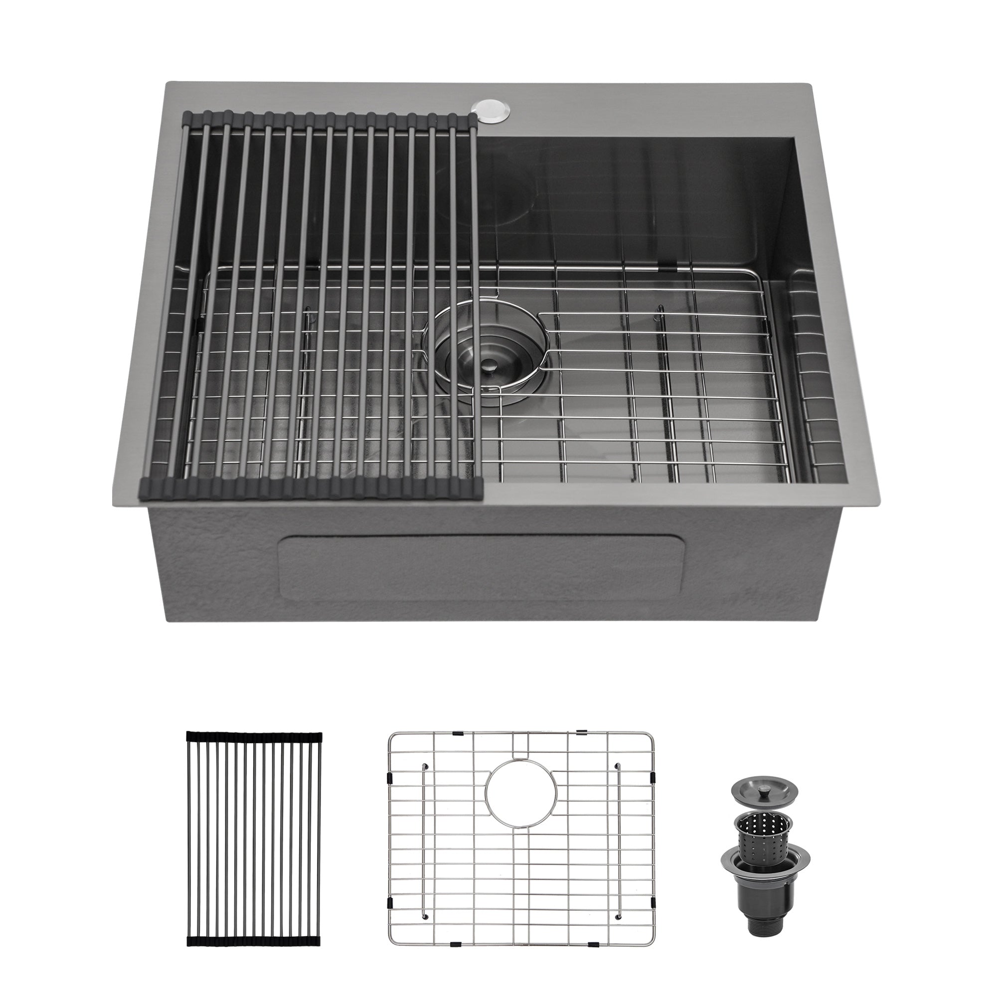 Drop-In Single Bowl Kitchen Sink, Stainless Steel (SS15)