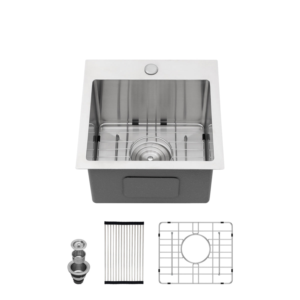 Drop-In Single Bowl Kitchen Sink, Stainless Steel (SS16)