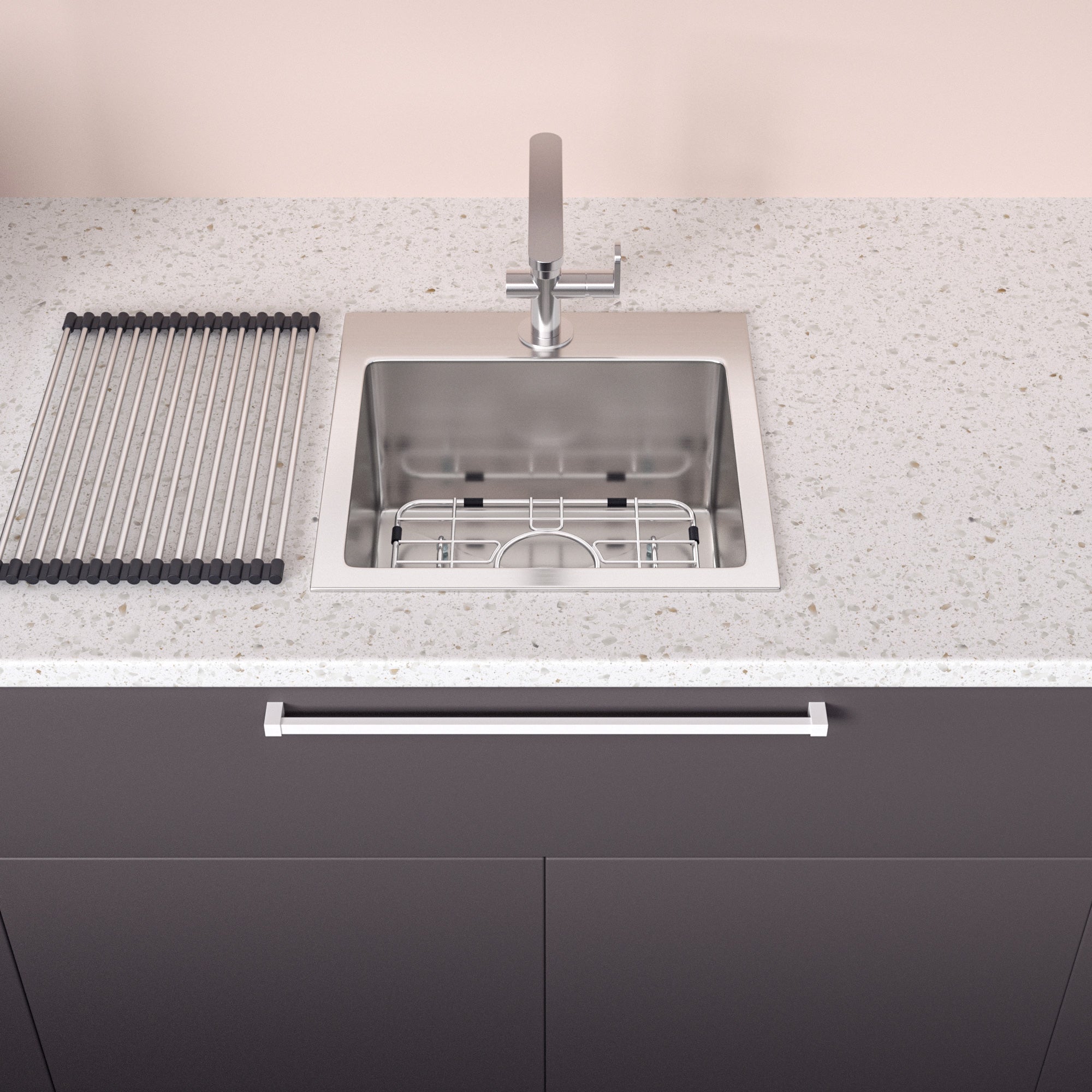 Drop-In Single Bowl Kitchen Sink, Stainless Steel (SS16)