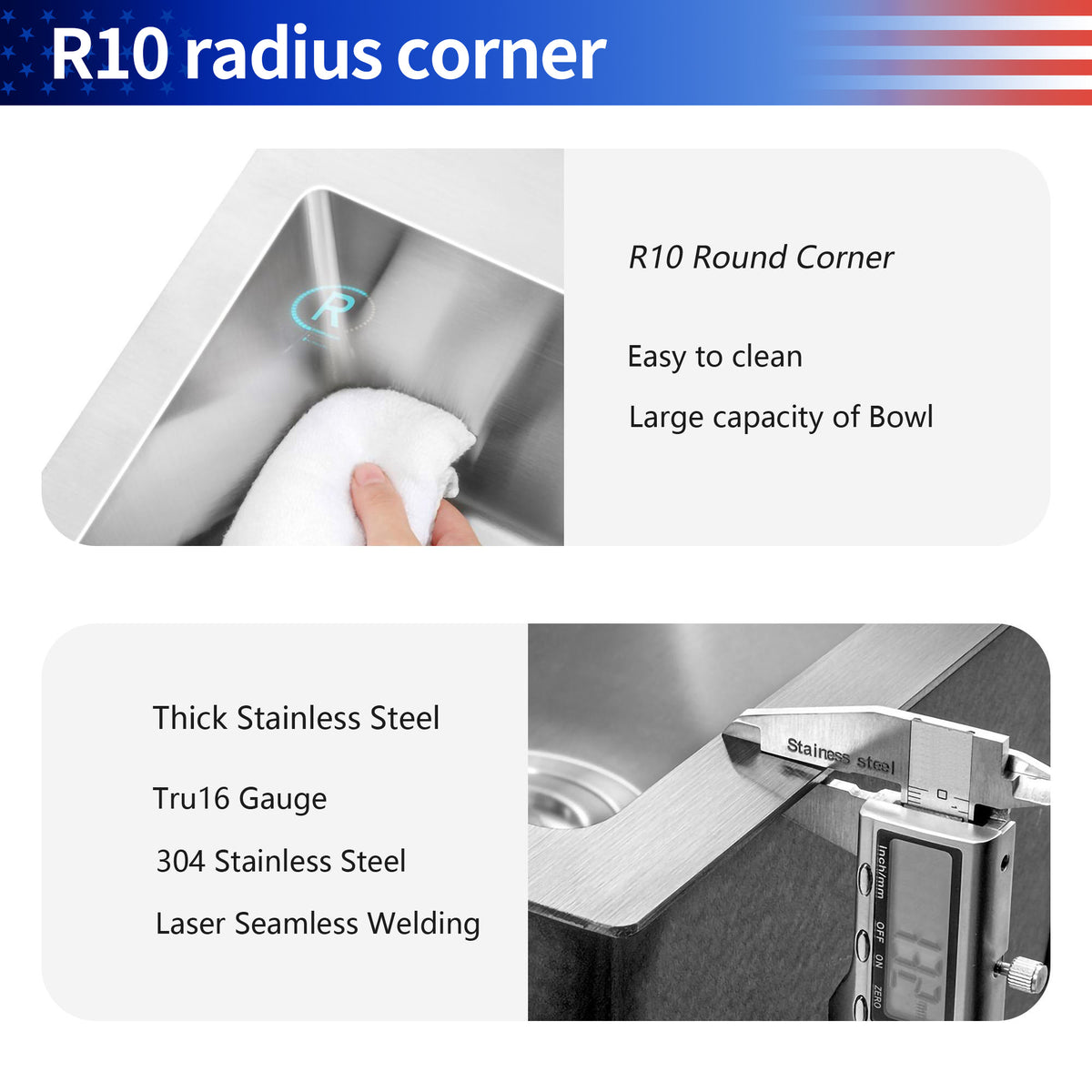 Drop-In Single Bowl Kitchen Sink, Stainless Steel (SS16)