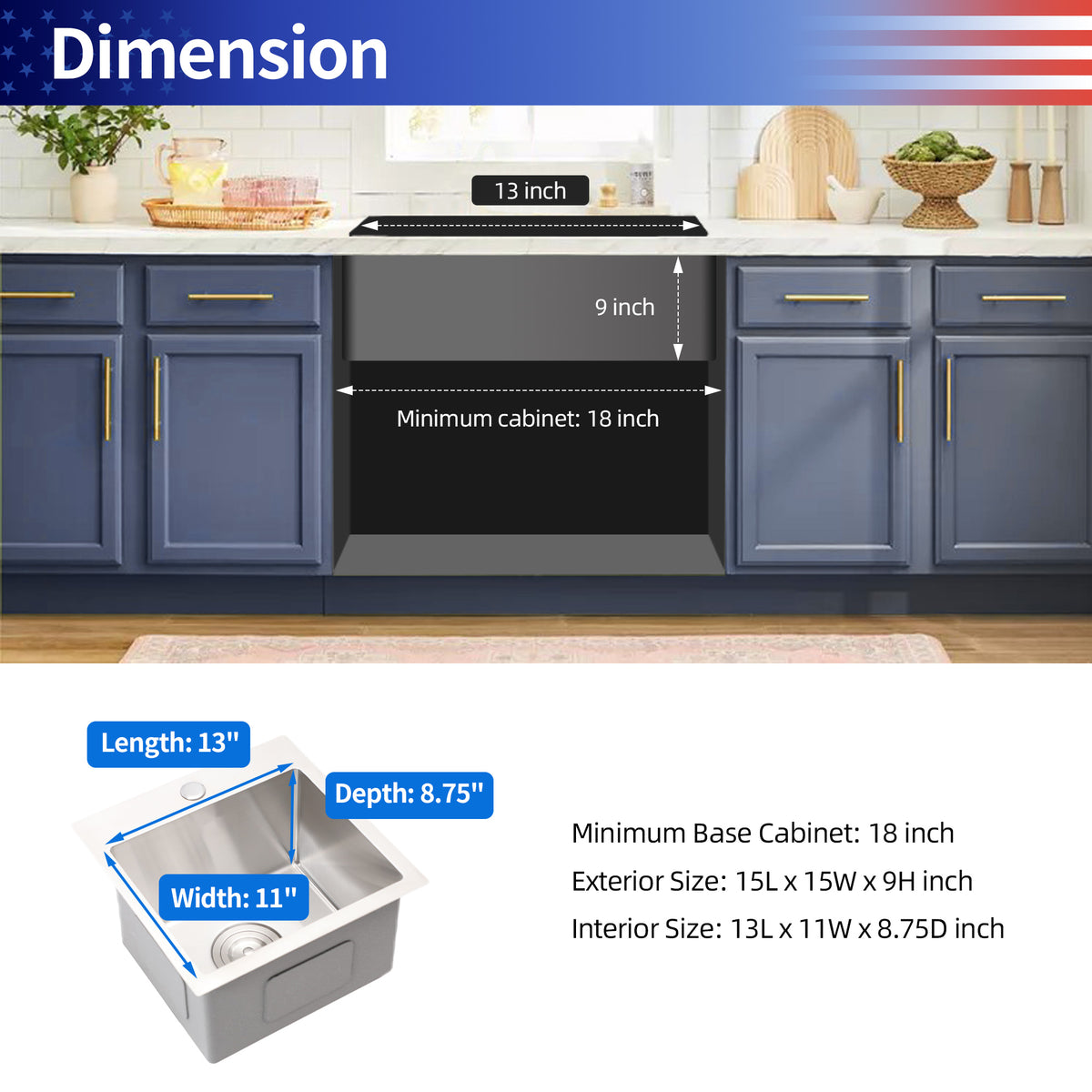 Drop-In Single Bowl Kitchen Sink, Stainless Steel (SS16)
