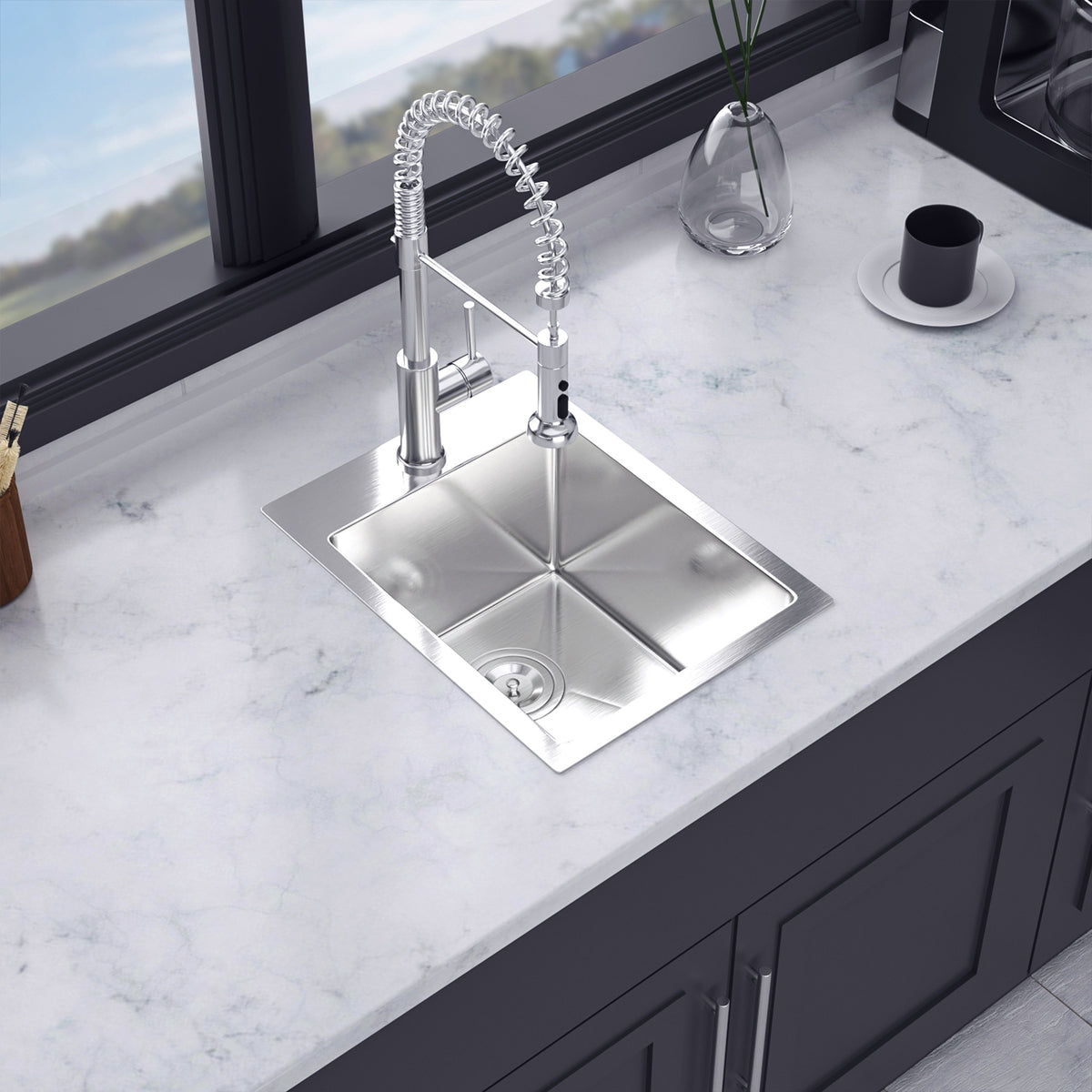 Drop-In Single Bowl Kitchen Sink, Stainless Steel (SS16)