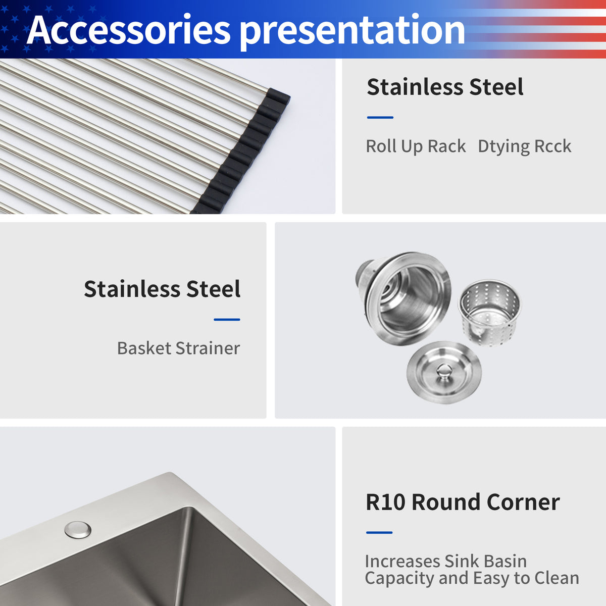 Drop-In Single Bowl Kitchen Sink, Stainless Steel (SS16)