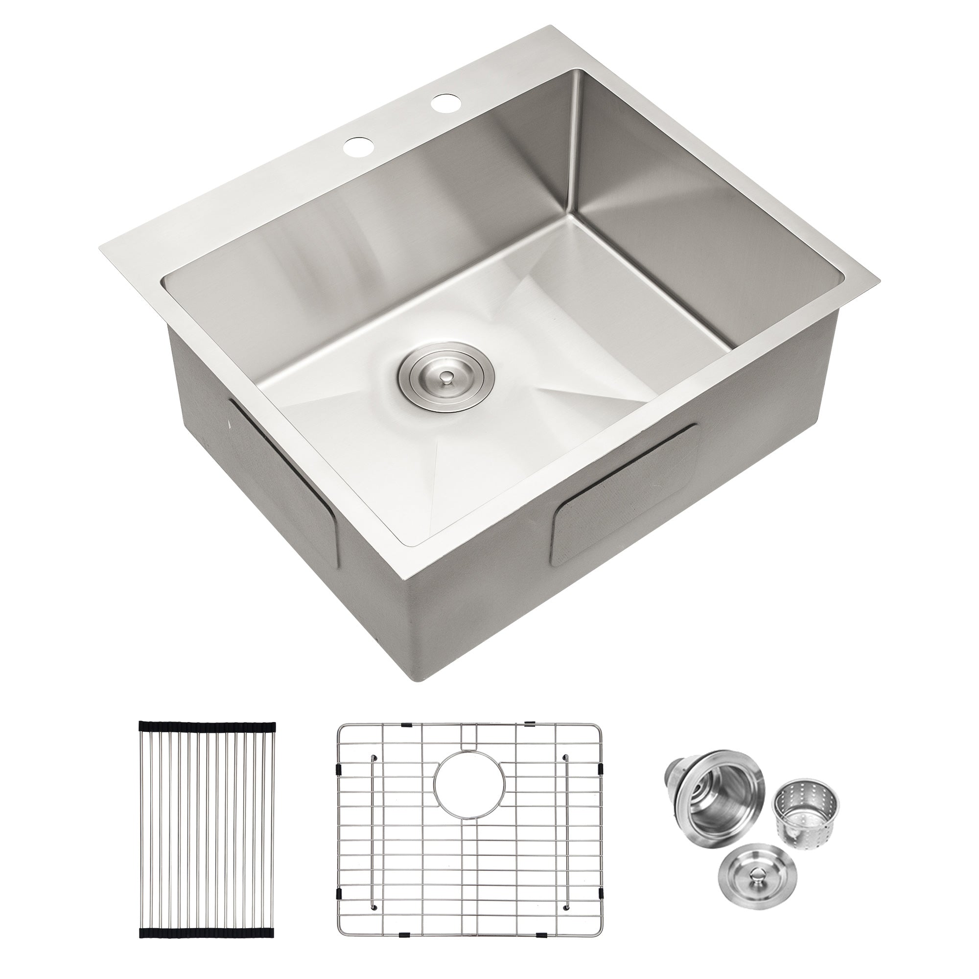 Drop-In Single Bowl Kitchen Sink, Stainless Steel (SS16)